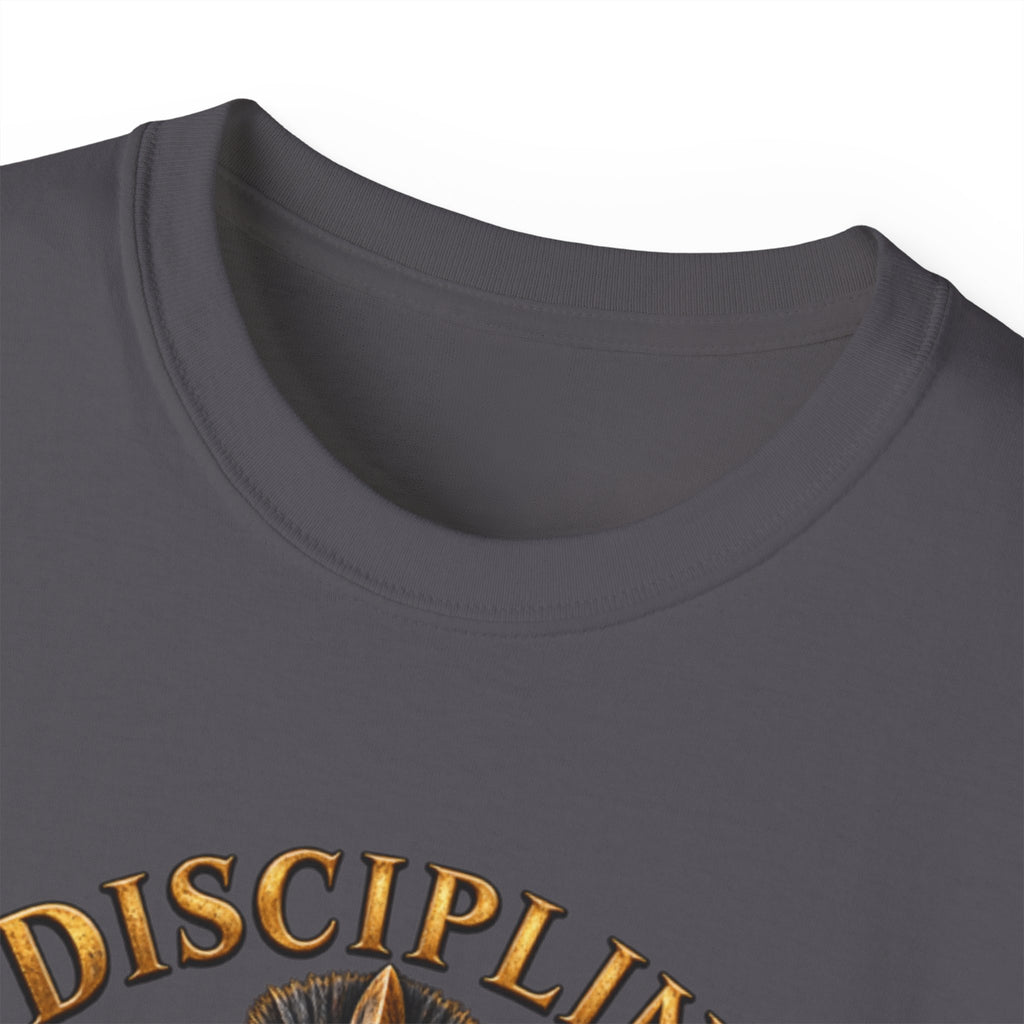 AA Discipline Over Destiny Tee — Forged Not Favored Spartan Helmet T-Shirt