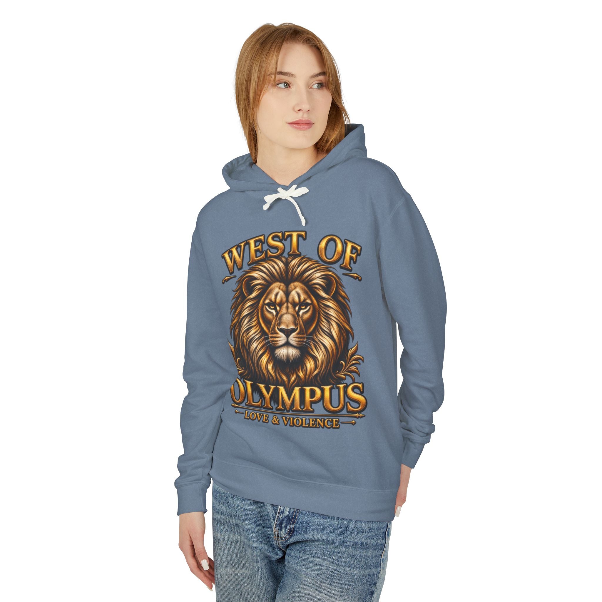 AAA West of Olympus Lion Hoodie — "Love & Violence" Graphic Pullover