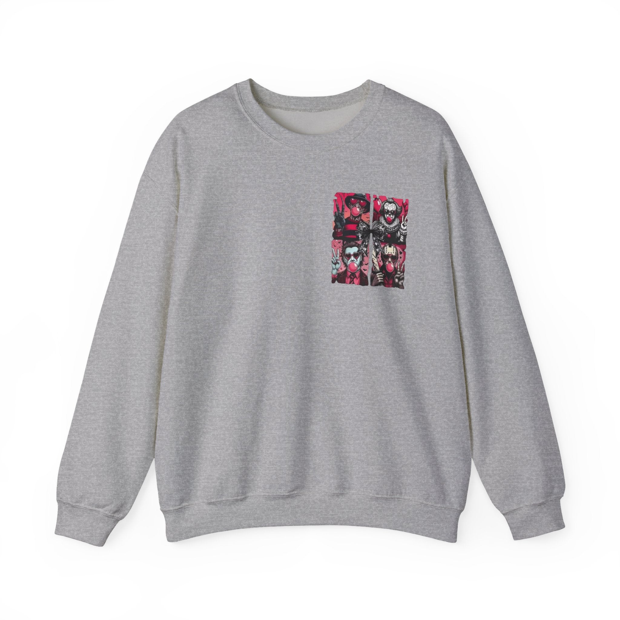 Clown Riot Crewneck Sweatshirt – Pink Horror Patchwork Graphic