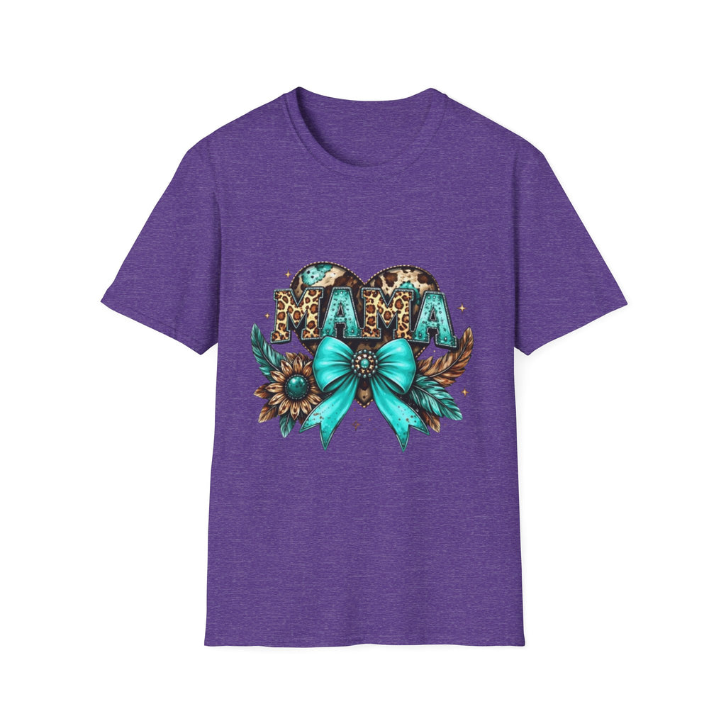 Mama Leopard Heart T-Shirt — Turquoise Bow Mother's Day Tee