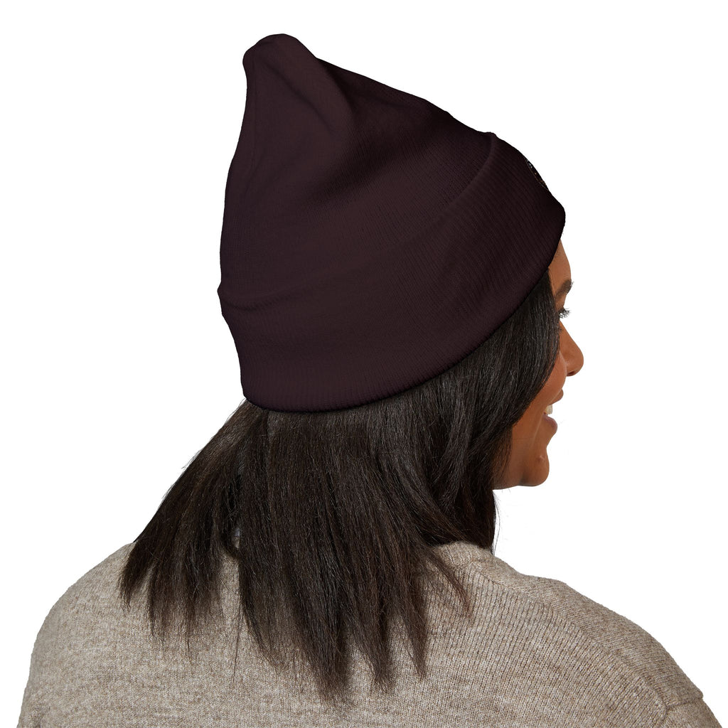 Embroidered Classic Cuffed Beanie — Vintage Crest Knit Hat
