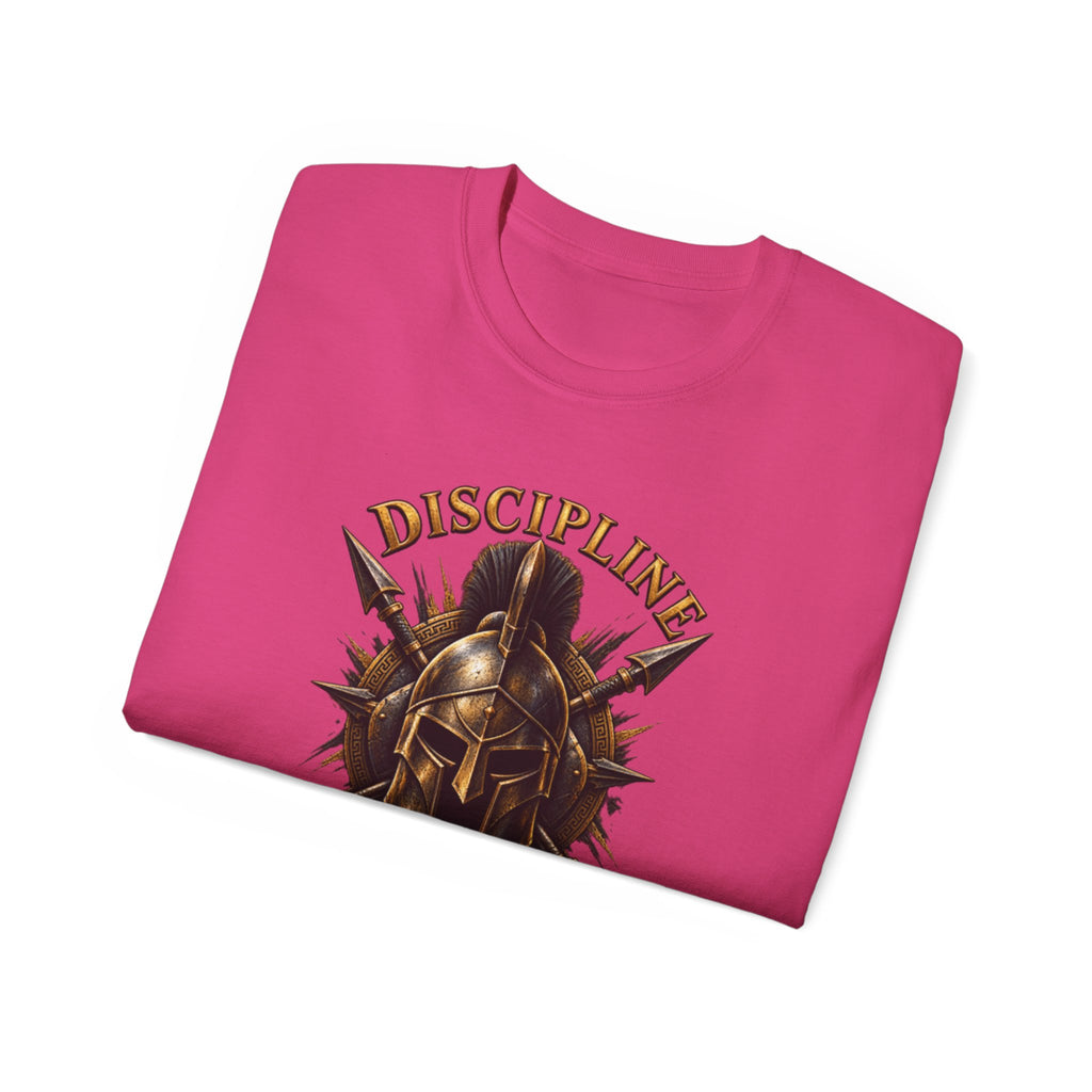 AA Discipline Over Destiny Tee — Forged Not Favored Spartan Helmet T-Shirt