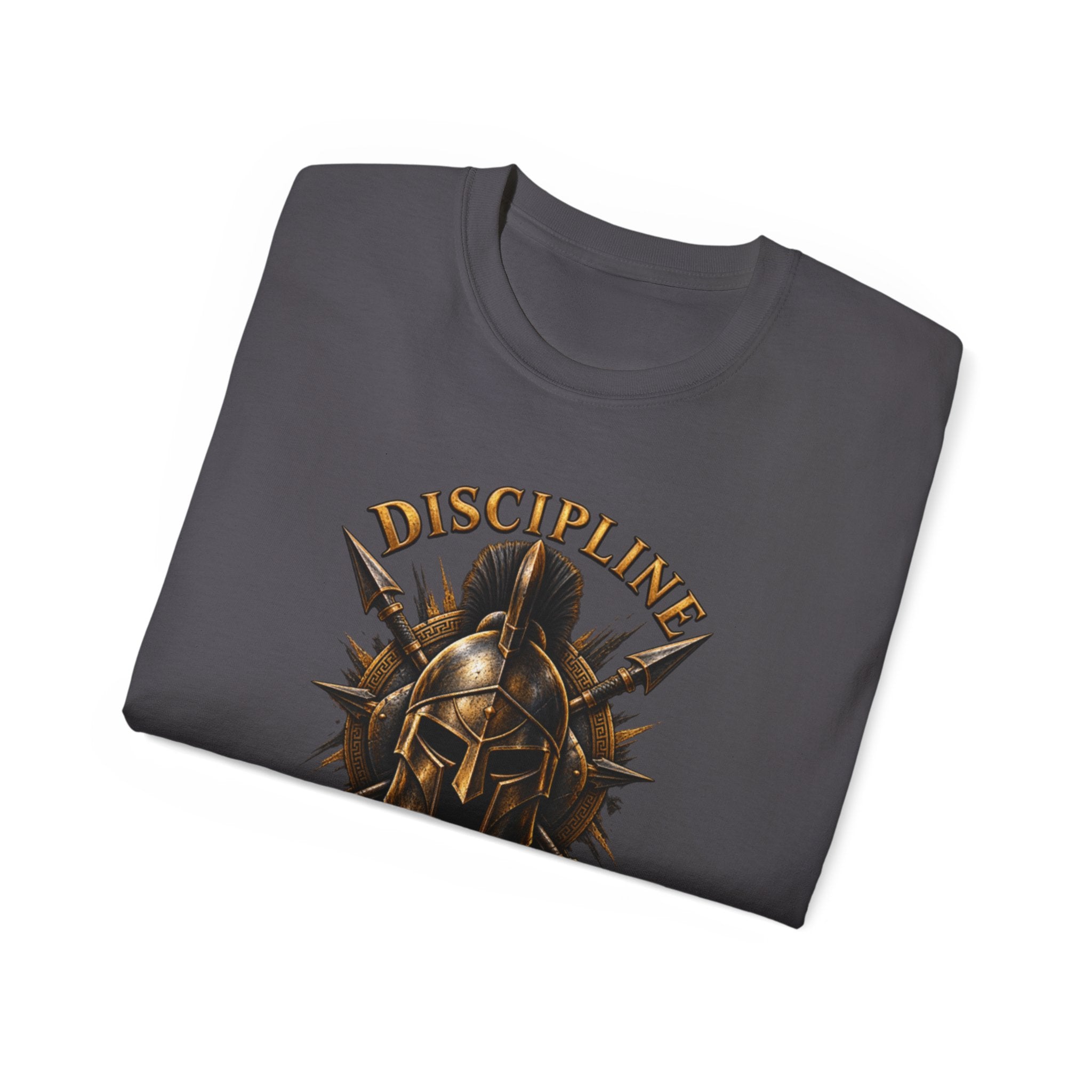 AA Discipline Over Destiny Tee — Forged Not Favored Spartan Helmet T-Shirt