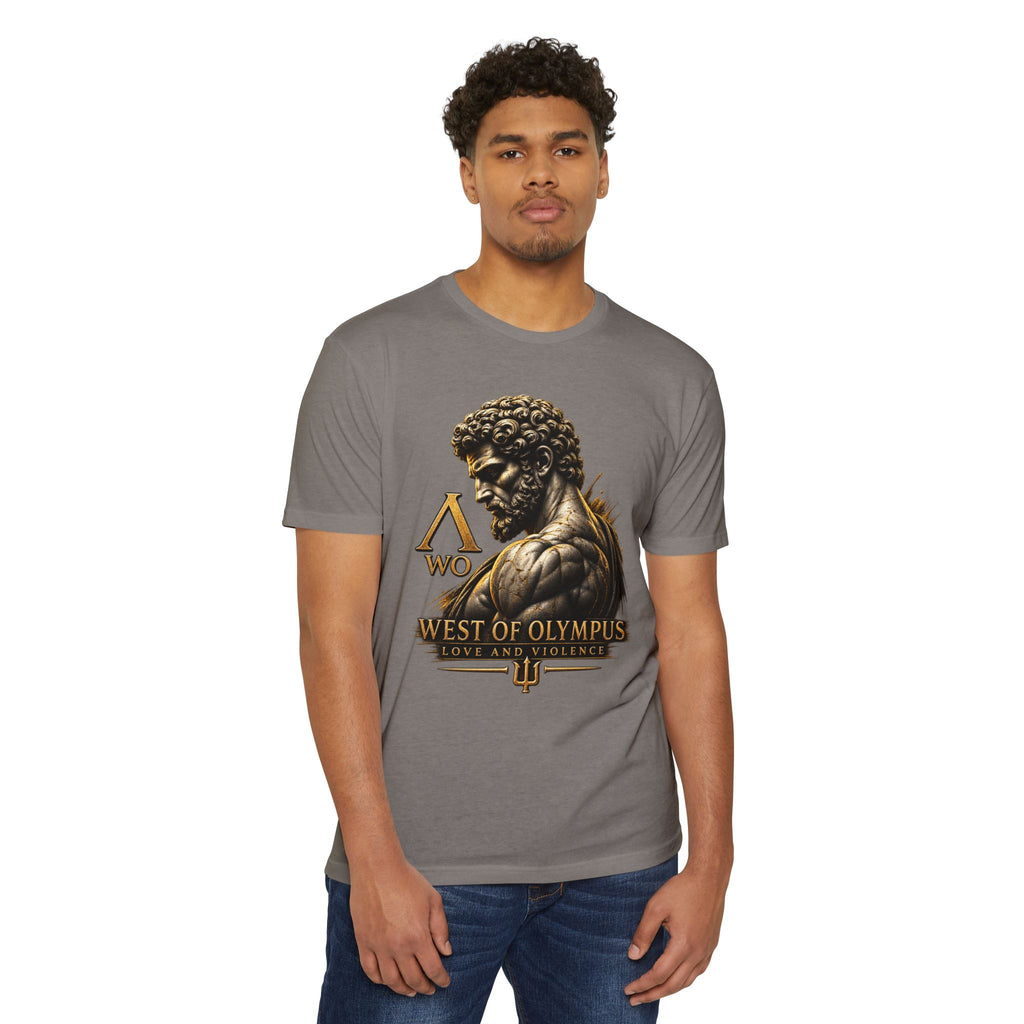 West of Olympus T-Shirt — Mythic Warrior Trident Design