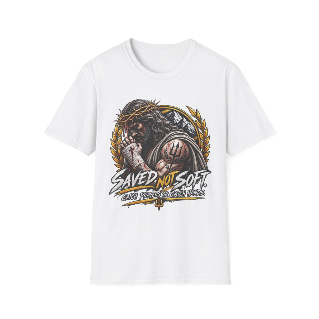 Saved Not Soft T-Shirt — Christian Jesus Crown of Thorns Faith Tee