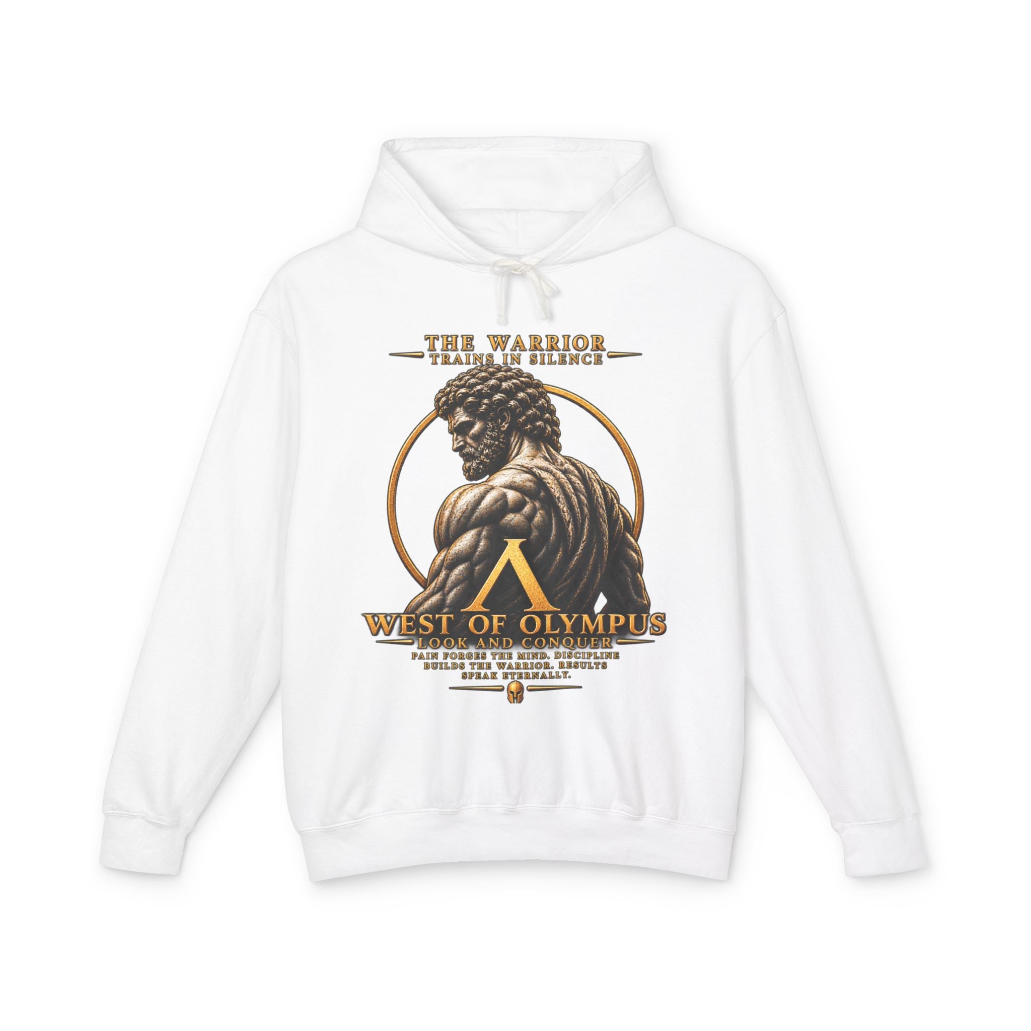 West of Olympus Warrior Hoodie — Greek Mythology Muscle Back Graphic Hoodie