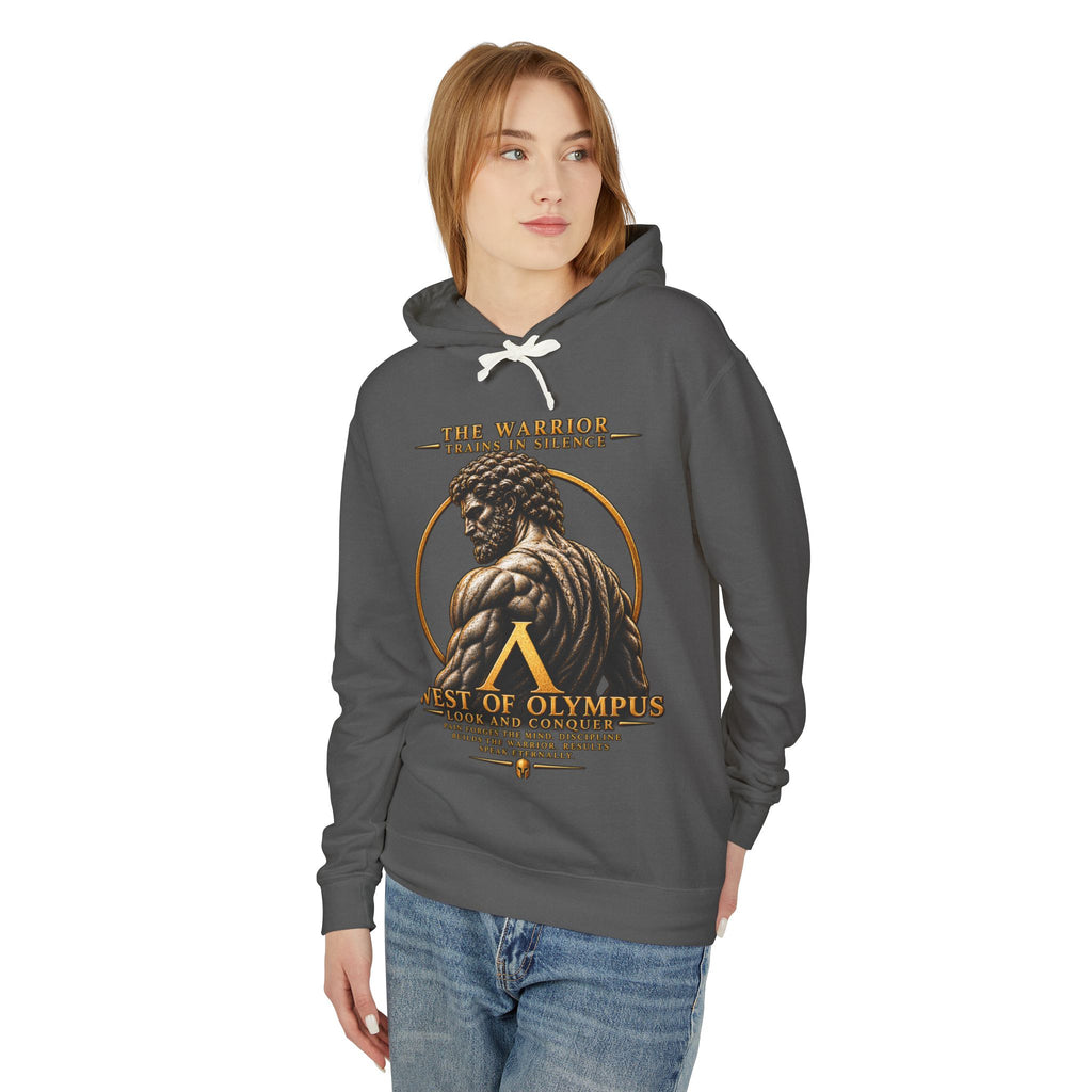 West of Olympus Warrior Hoodie — Greek Mythology Muscle Back Graphic Hoodie