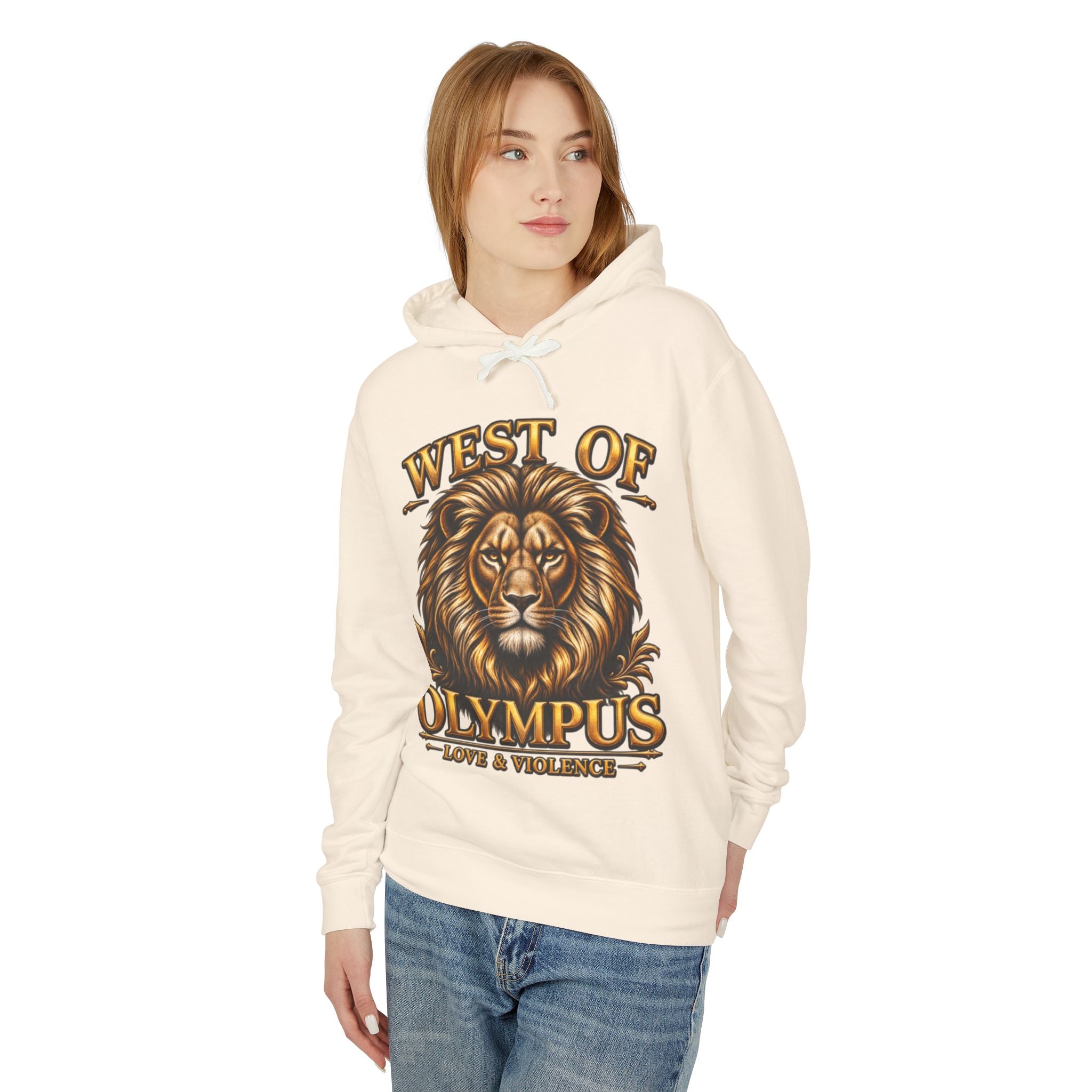 AAA West of Olympus Lion Hoodie — "Love & Violence" Graphic Pullover