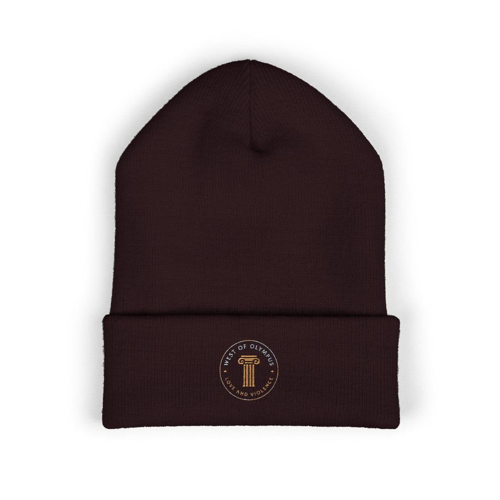 Embroidered Classic Cuffed Beanie — Vintage Crest Knit Hat