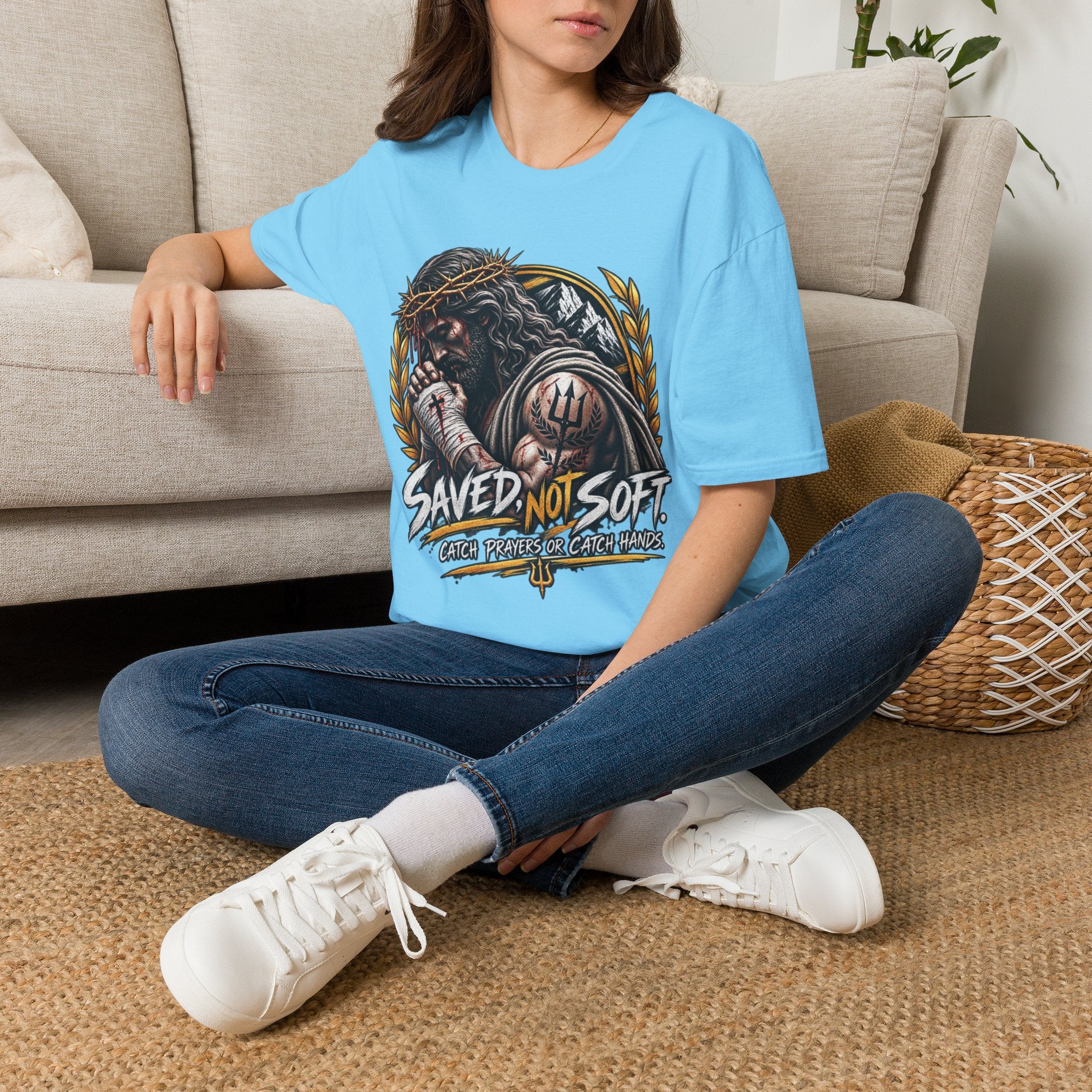 Saved Not Soft T-Shirt — Christian Jesus Crown of Thorns Faith Tee