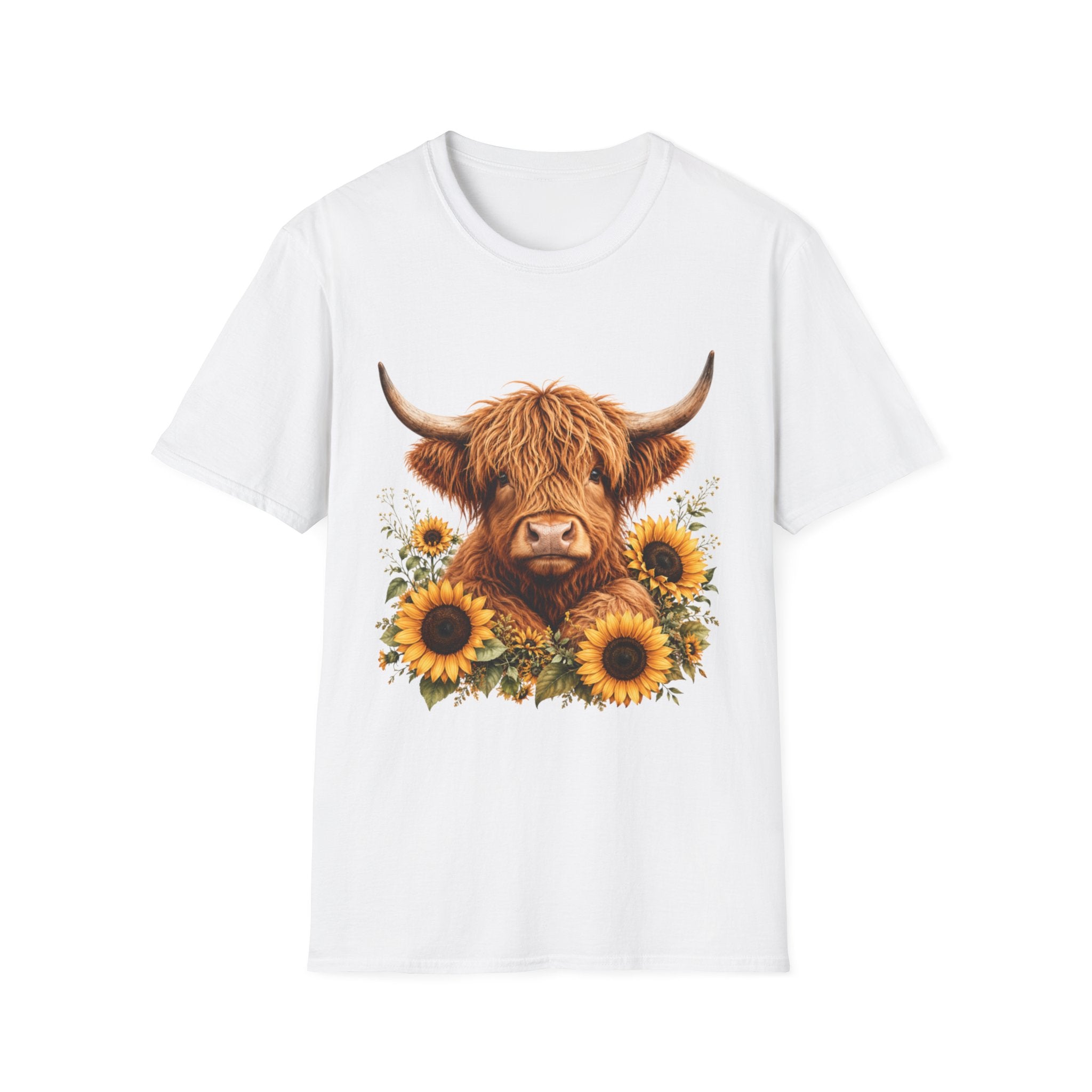 Highland Cow Sunflower T-Shirt — Cute Farm Animal Graphic Tee