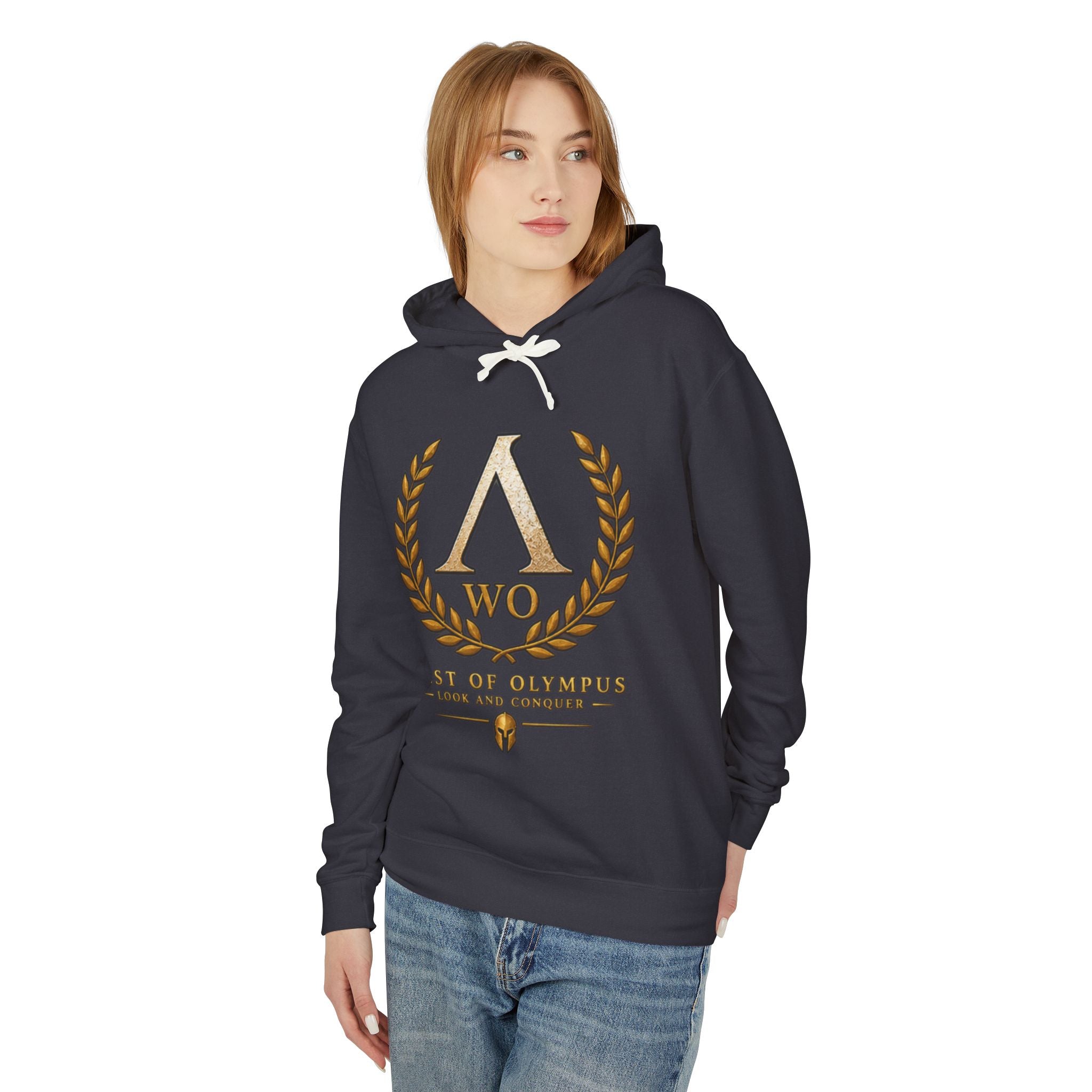 West of Olympus 'WO' Laurel Logo Hoodie — Greek Mythology Crest Pullover