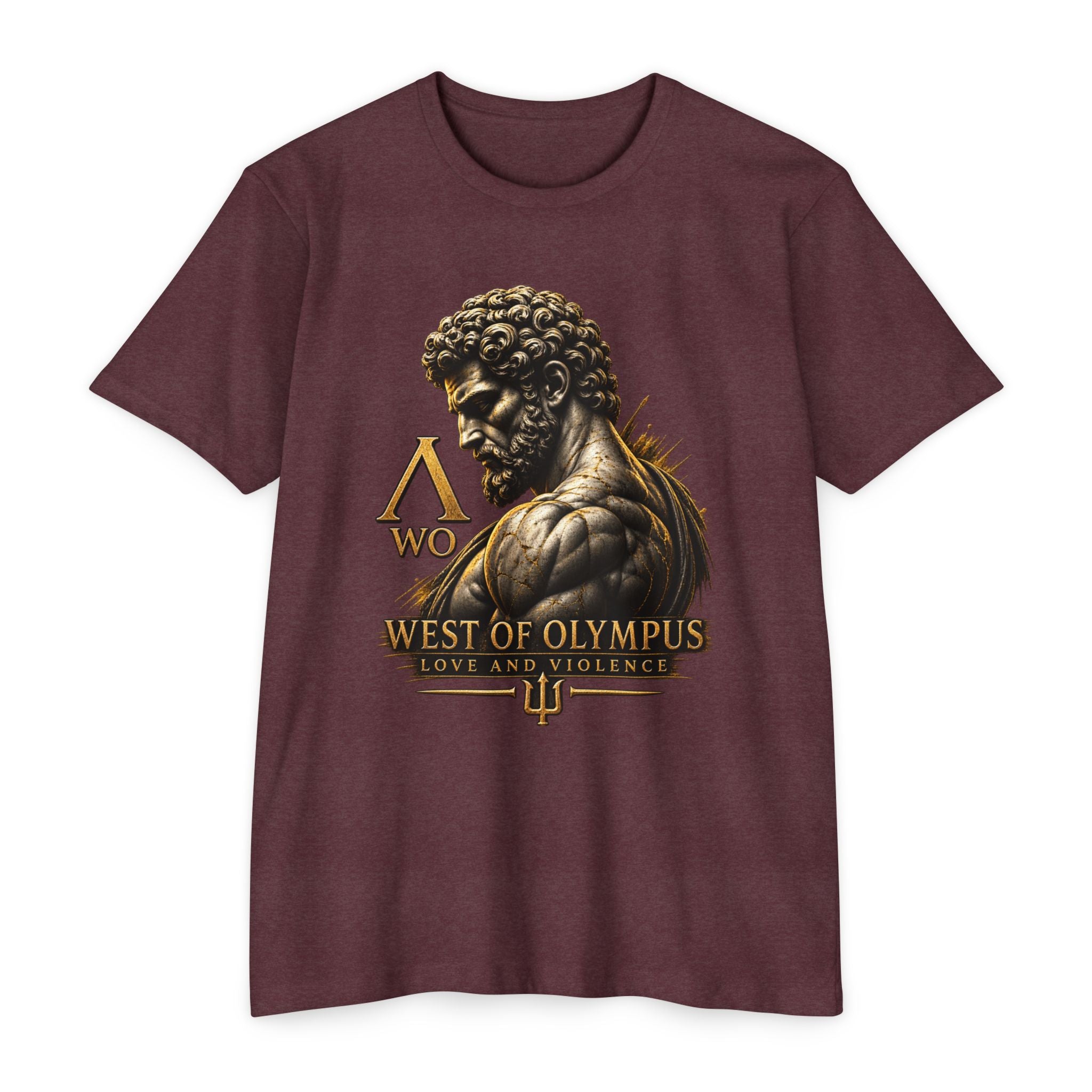 West of Olympus T-Shirt — Mythic Warrior Trident Design