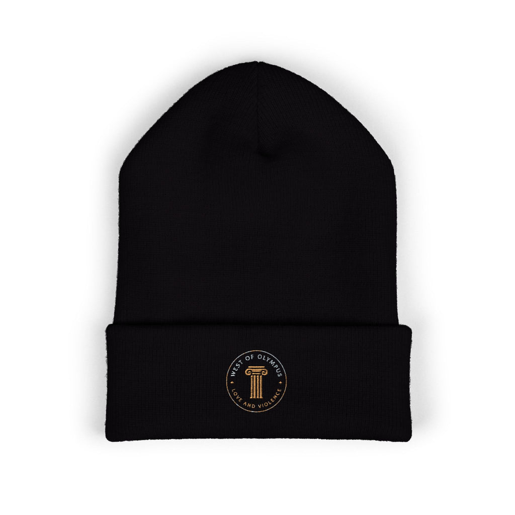 Embroidered Classic Cuffed Beanie — Vintage Crest Knit Hat