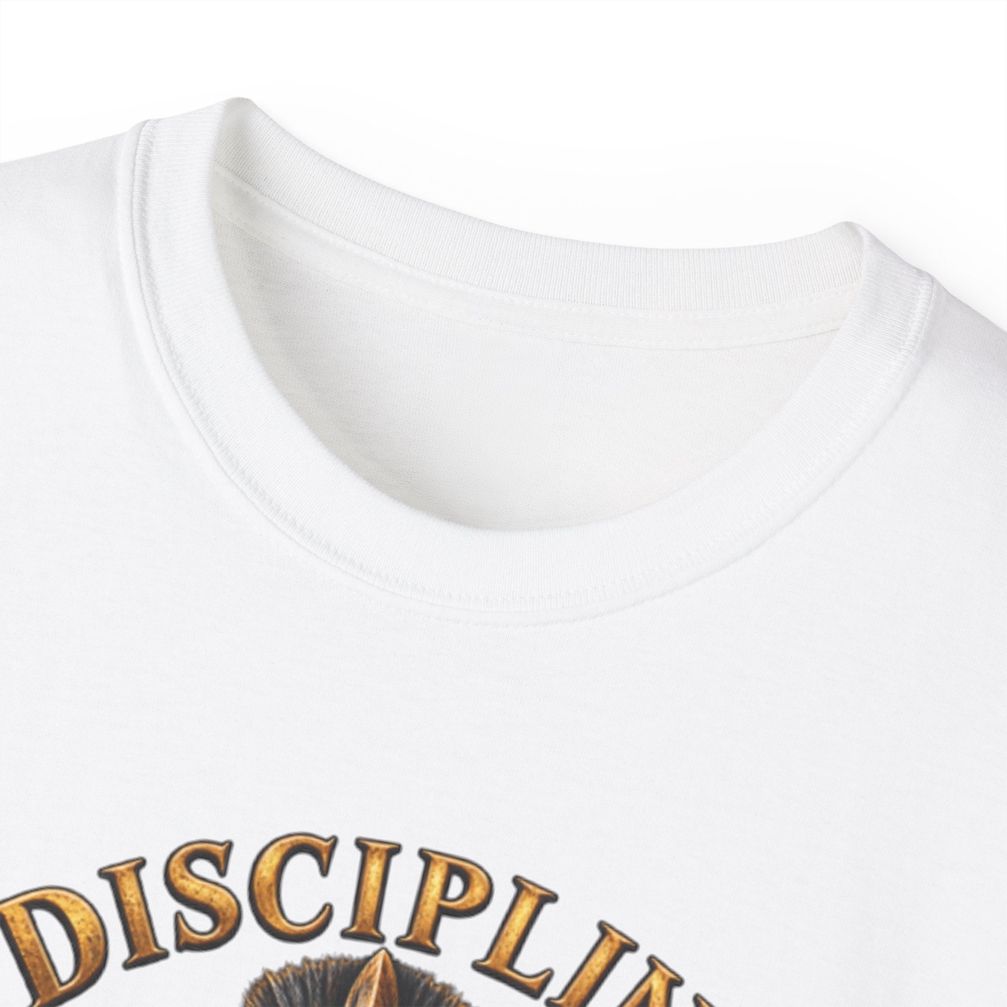 AA Discipline Over Destiny Tee — Forged Not Favored Spartan Helmet T-Shirt
