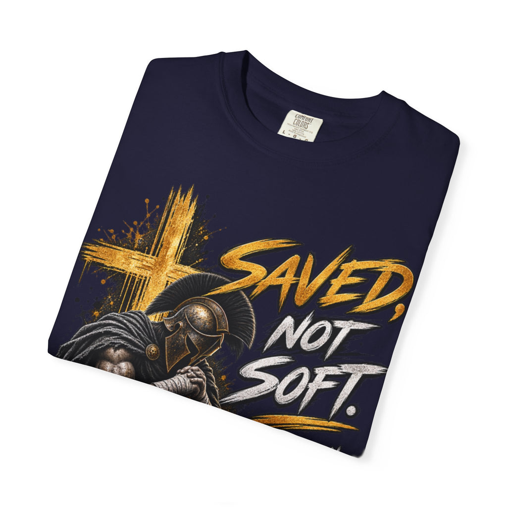 Christian Knight T-Shirt — "Saved Not Soft" Inspirational Faith Graphic Tee