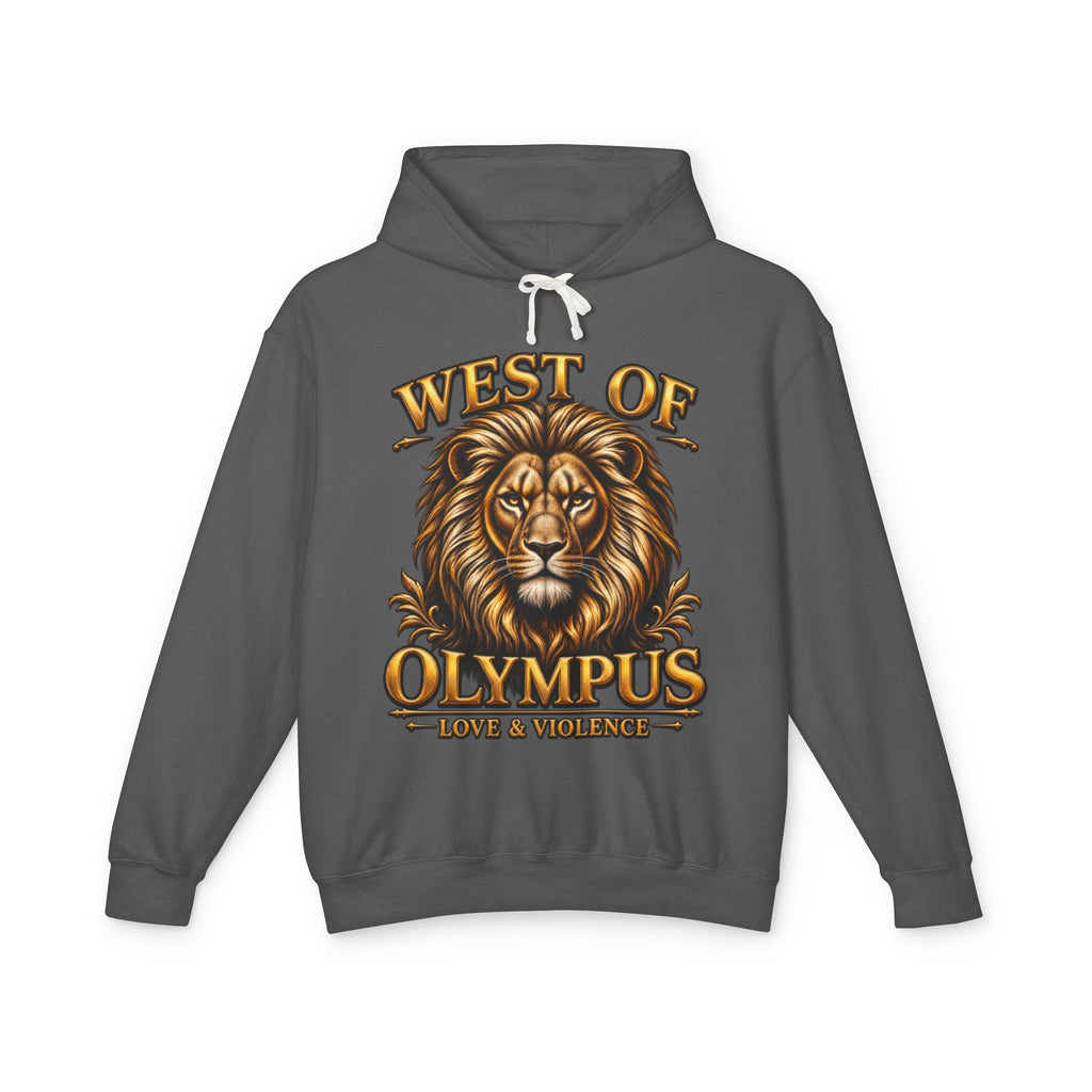AAA West of Olympus Lion Hoodie — "Love & Violence" Graphic Pullover