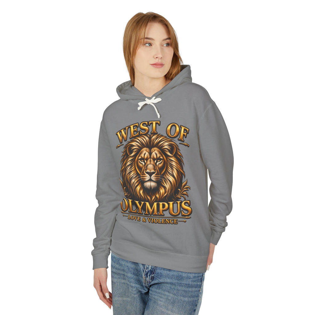 AAA West of Olympus Lion Hoodie — "Love & Violence" Graphic Pullover