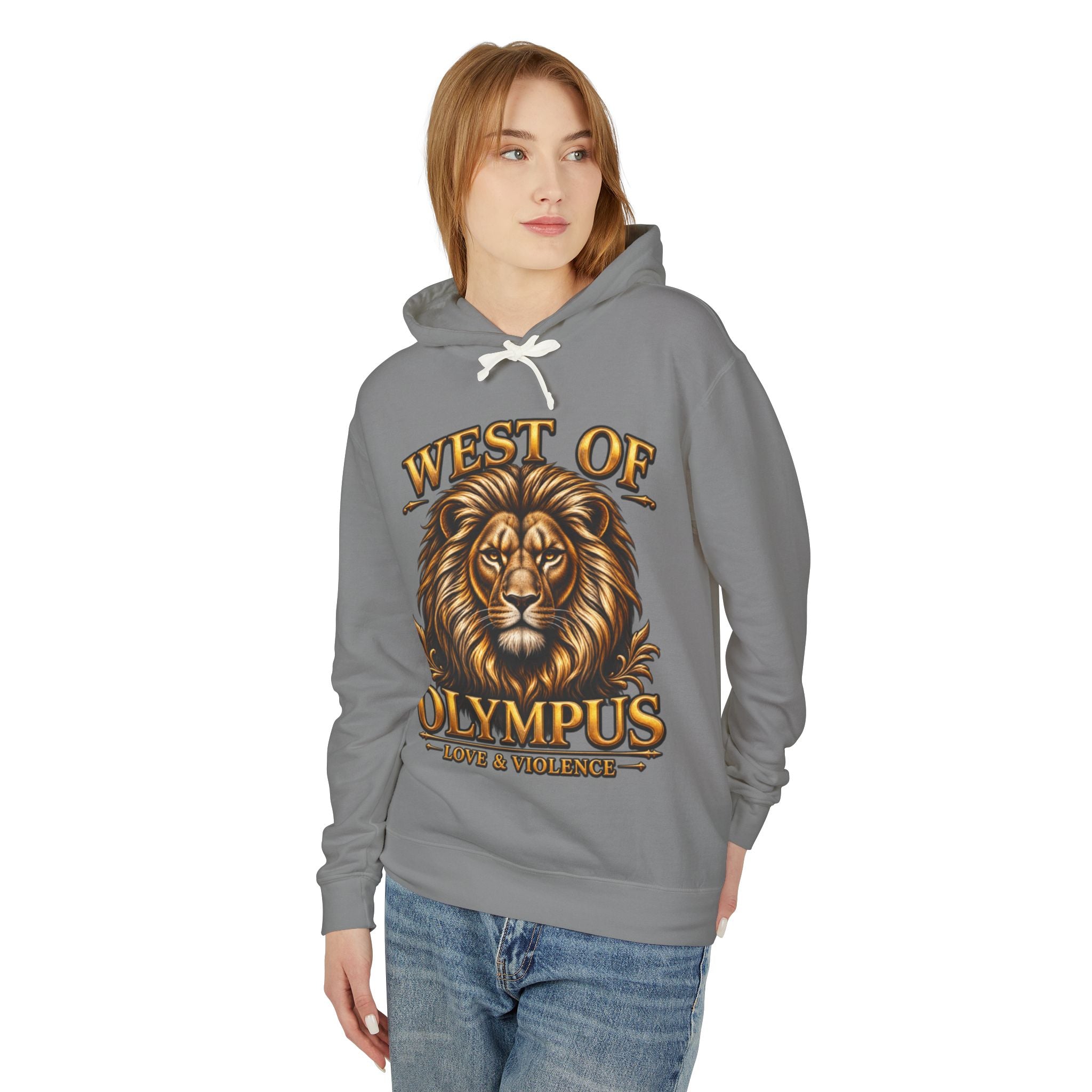 AAA West of Olympus Lion Hoodie — "Love & Violence" Graphic Pullover