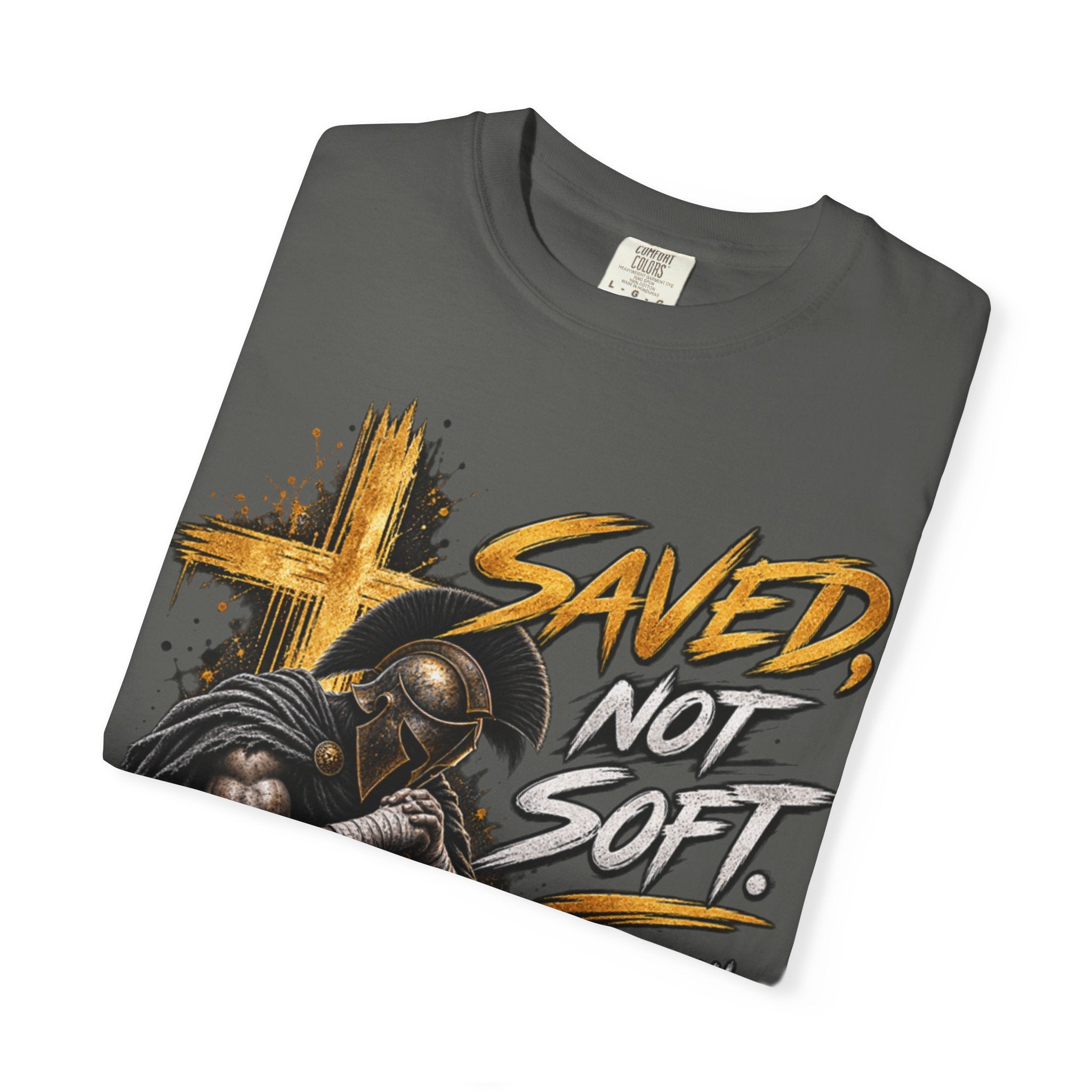 Christian Knight T-Shirt — "Saved Not Soft" Inspirational Faith Graphic Tee