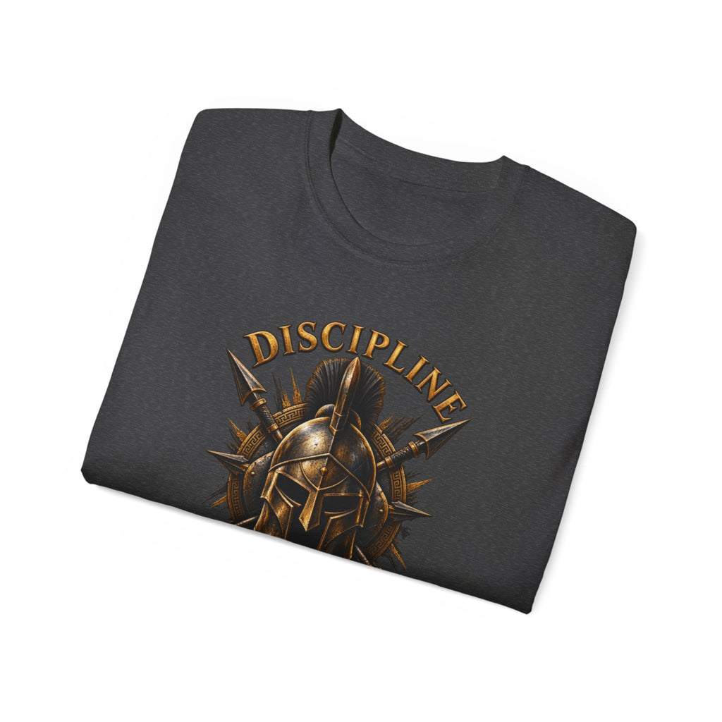 AA Discipline Over Destiny Tee — Forged Not Favored Spartan Helmet T-Shirt