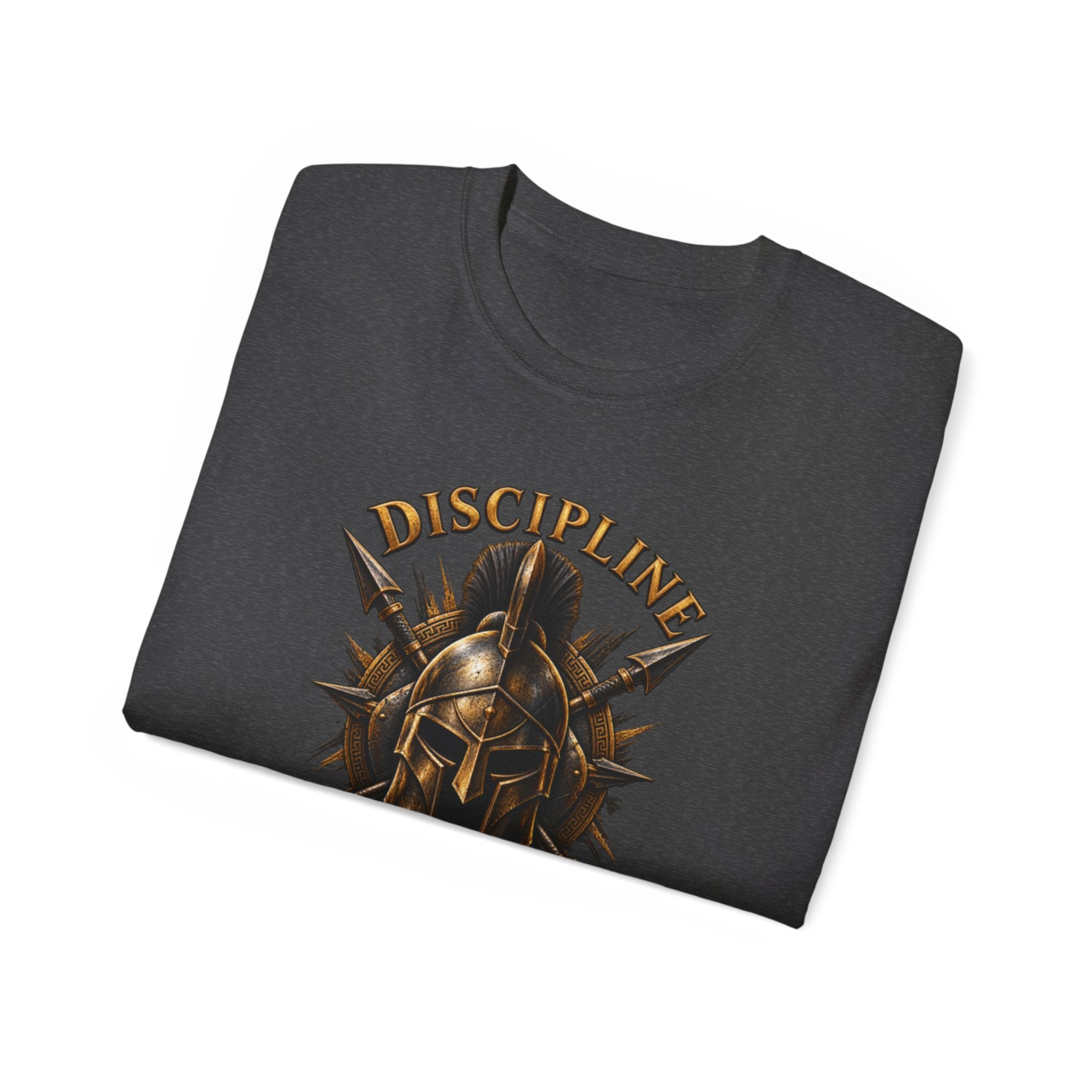 AA Discipline Over Destiny Tee — Forged Not Favored Spartan Helmet T-Shirt
