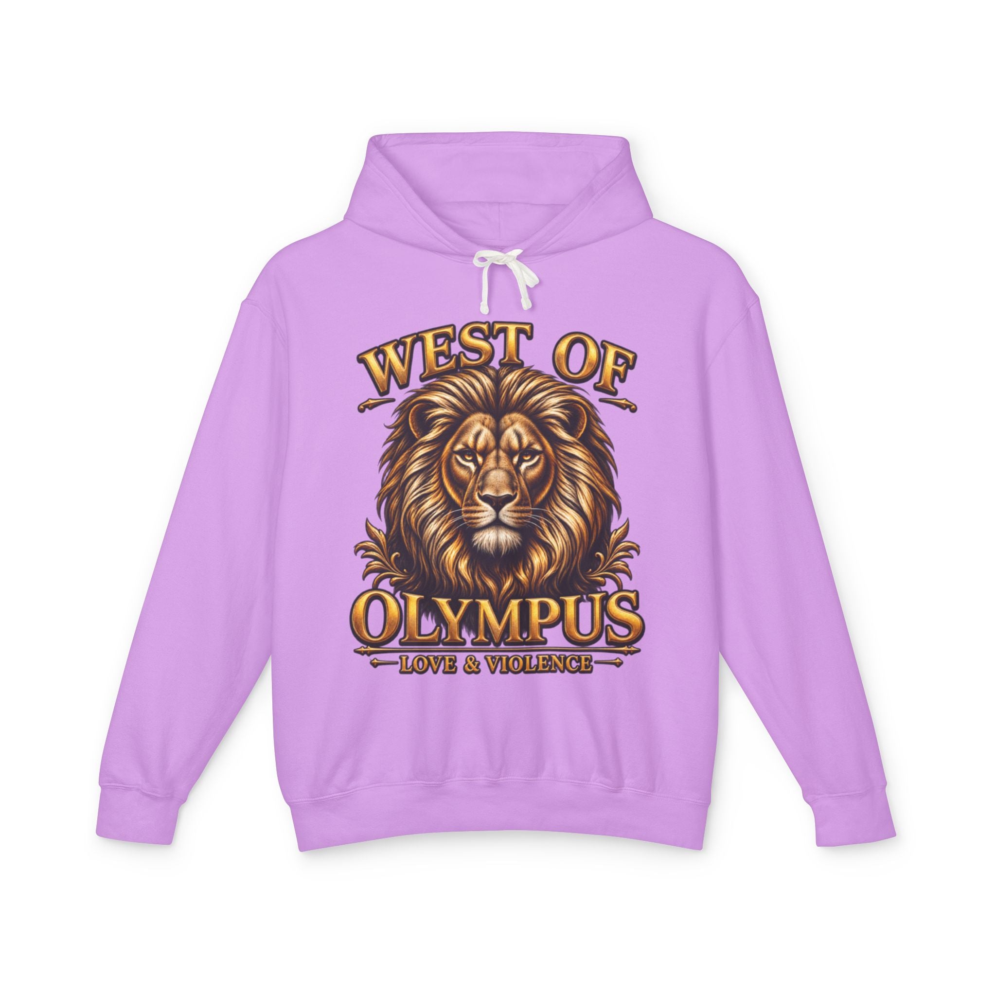 AAA West of Olympus Lion Hoodie — "Love & Violence" Graphic Pullover