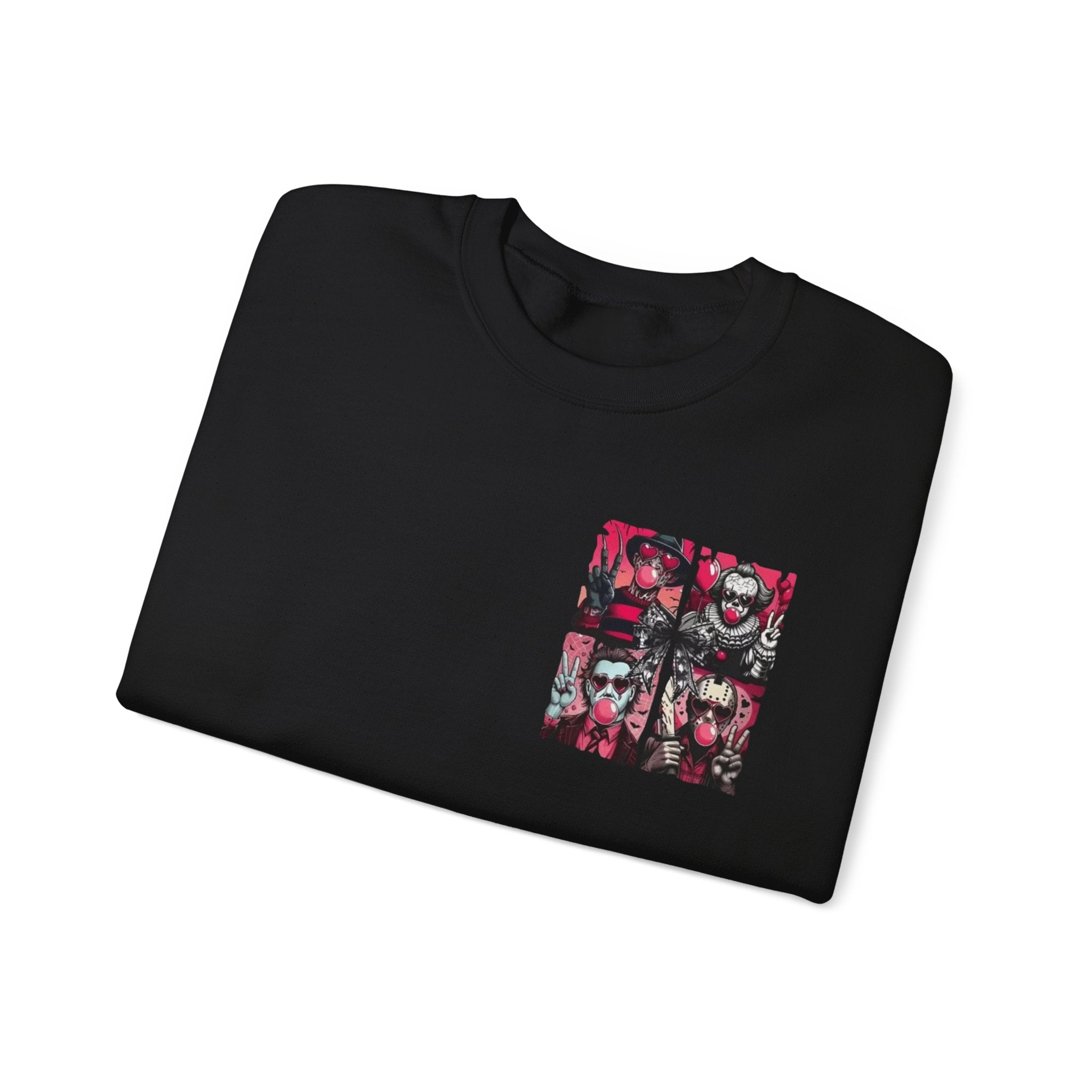 Clown Riot Crewneck Sweatshirt – Pink Horror Patchwork Graphic