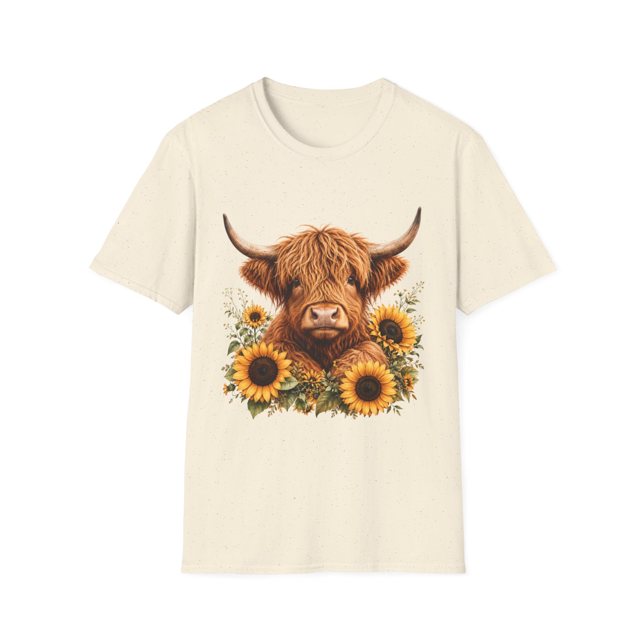 Highland Cow Sunflower T-Shirt — Cute Farm Animal Graphic Tee