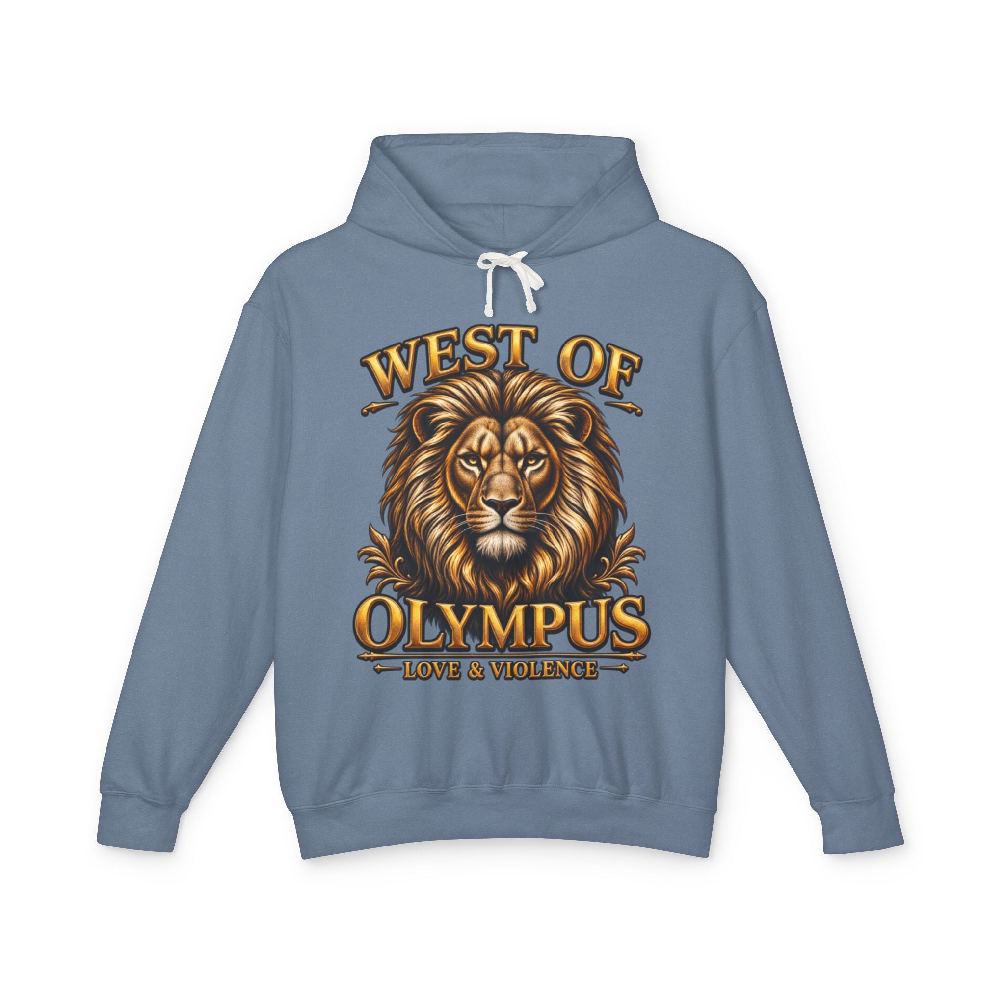 AAA West of Olympus Lion Hoodie — "Love & Violence" Graphic Pullover