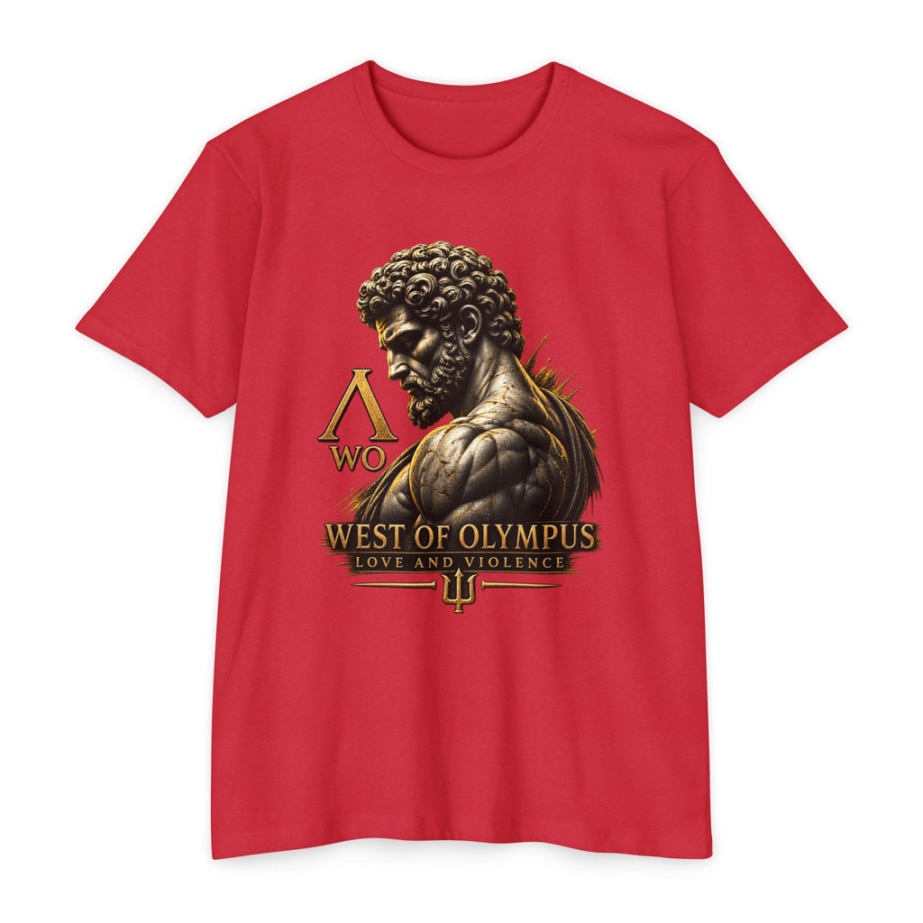 West of Olympus T-Shirt — Mythic Warrior Trident Design