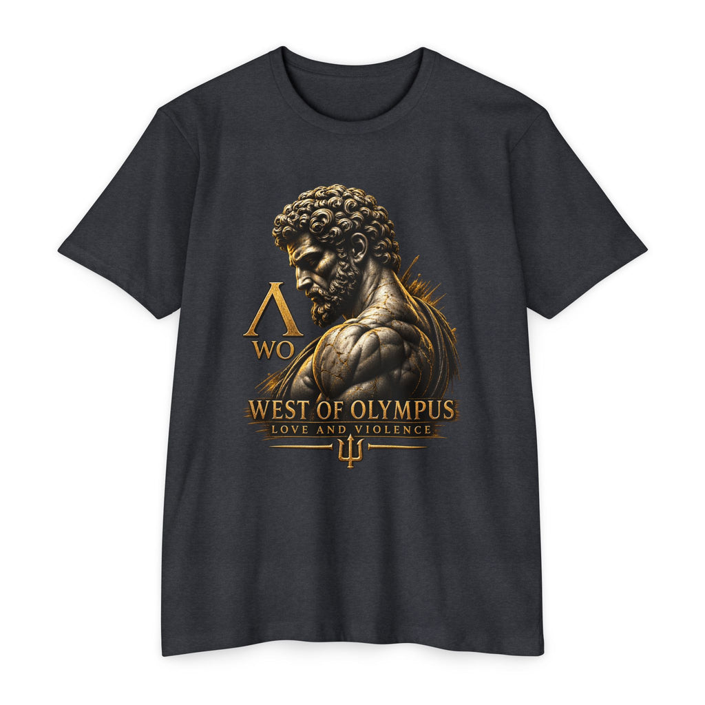 West of Olympus T-Shirt — Mythic Warrior Trident Design