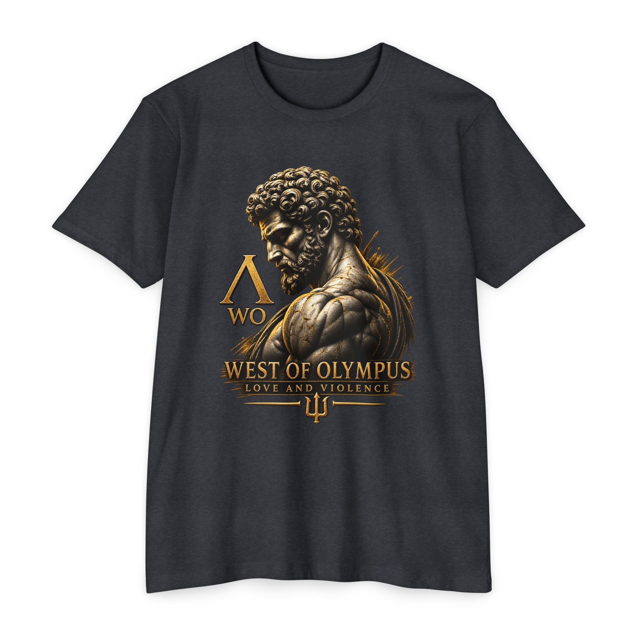 West of Olympus T-Shirt — Mythic Warrior Trident Design