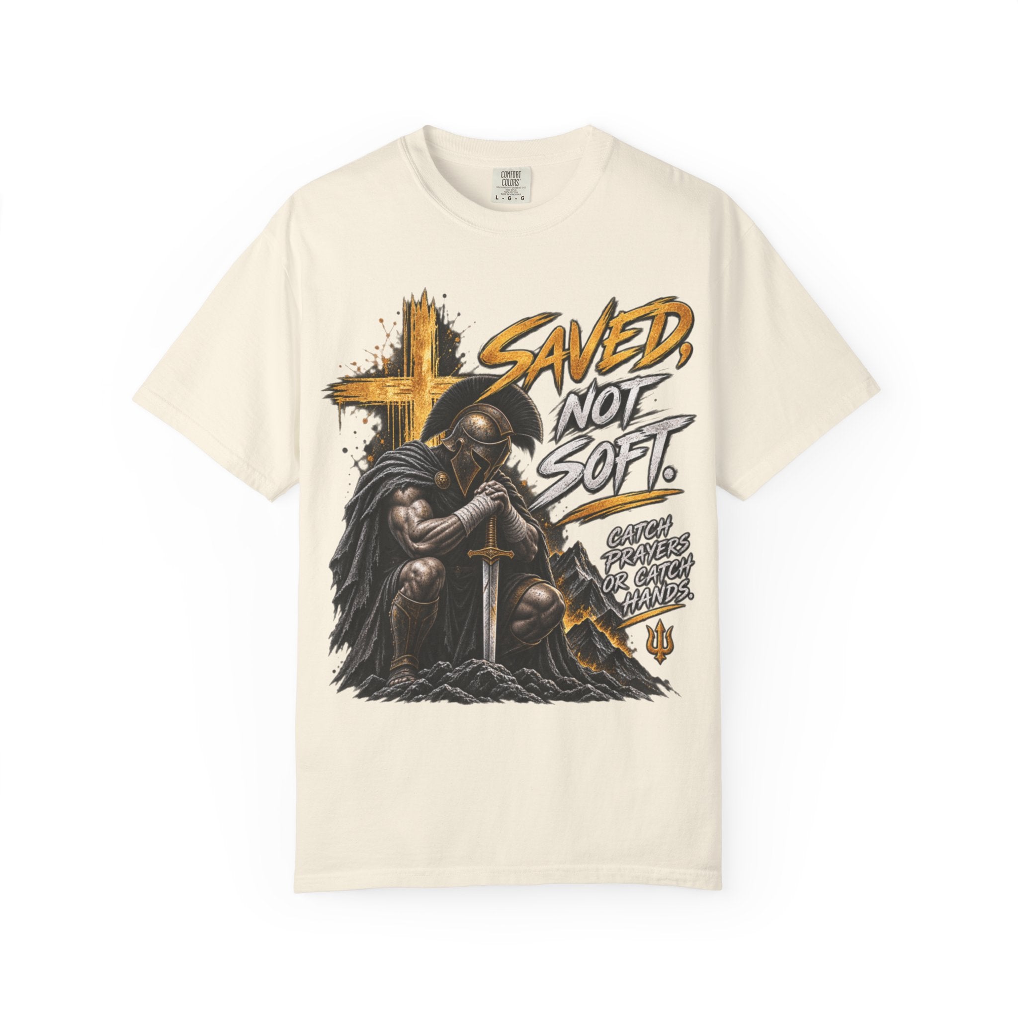 Christian Knight T-Shirt — "Saved Not Soft" Inspirational Faith Graphic Tee