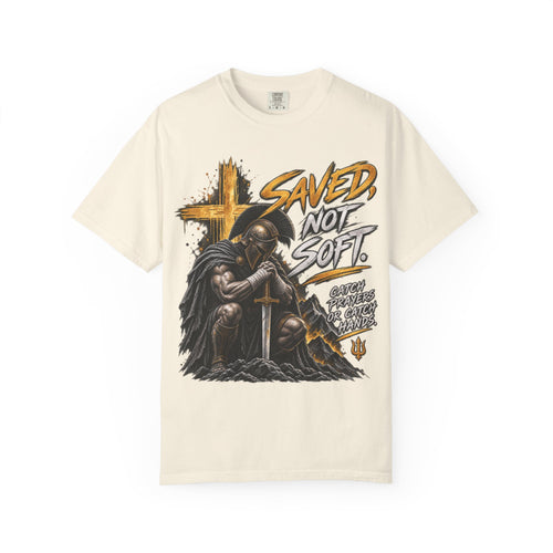 Christian Knight T-Shirt — "Saved Not Soft" Inspirational Faith Graphic Tee