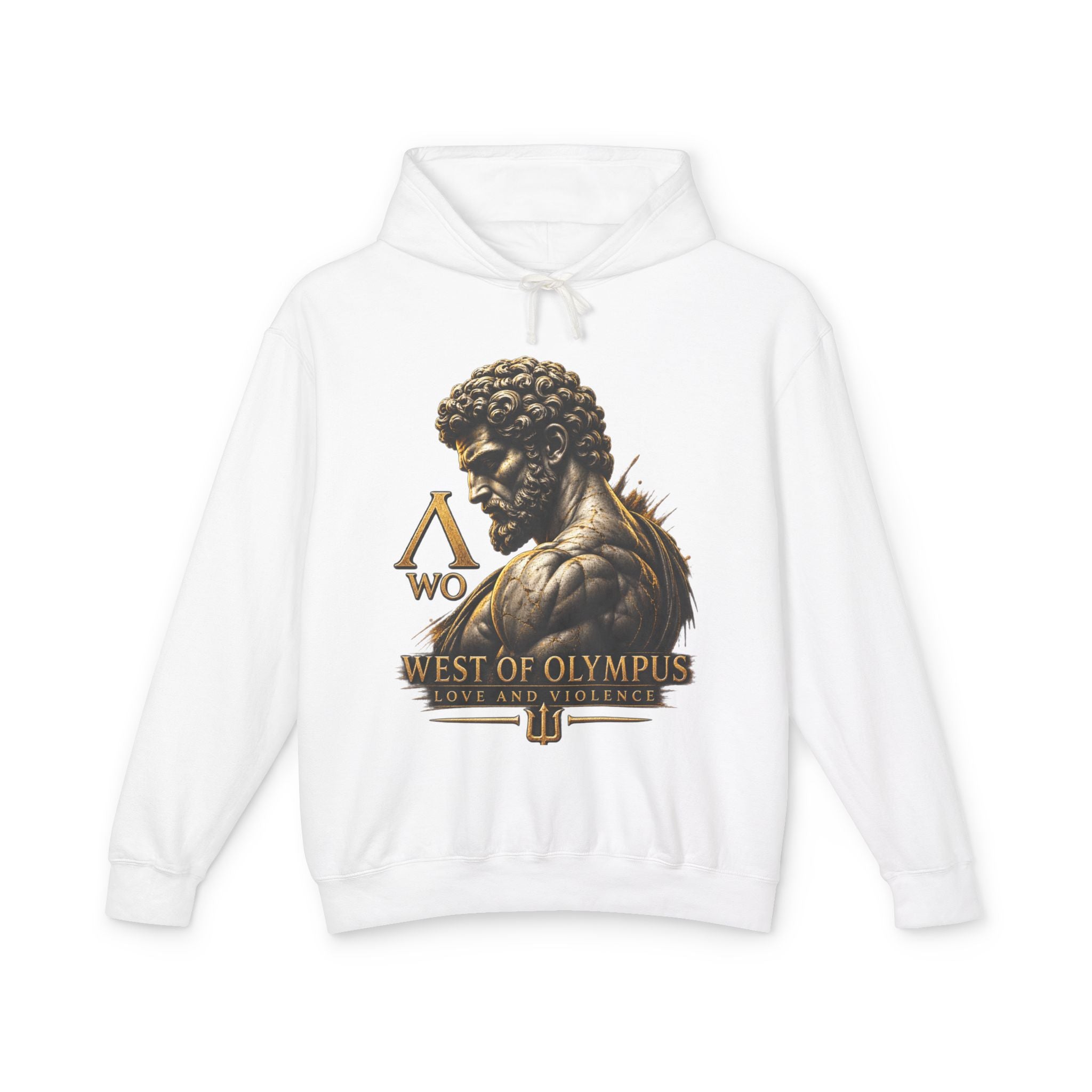 West of Olympus Hoodie — Greek Mythology God Statue Graphic Hoodie