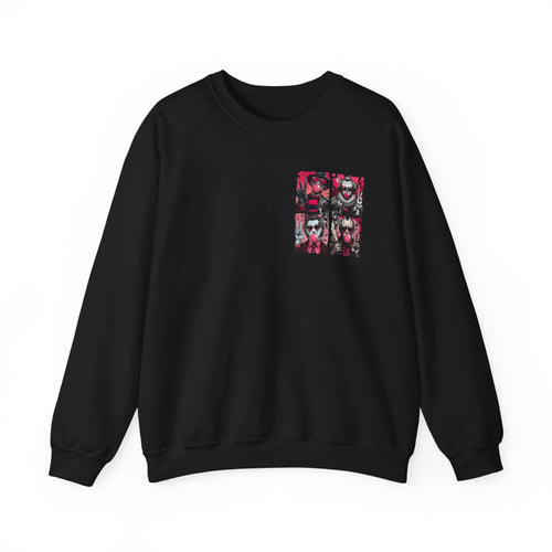 Clown Riot Crewneck Sweatshirt – Pink Horror Patchwork Graphic