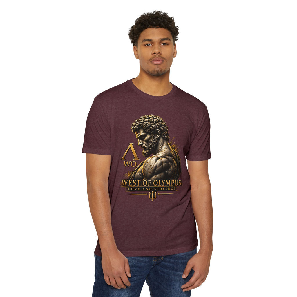 West of Olympus T-Shirt — Mythic Warrior Trident Design
