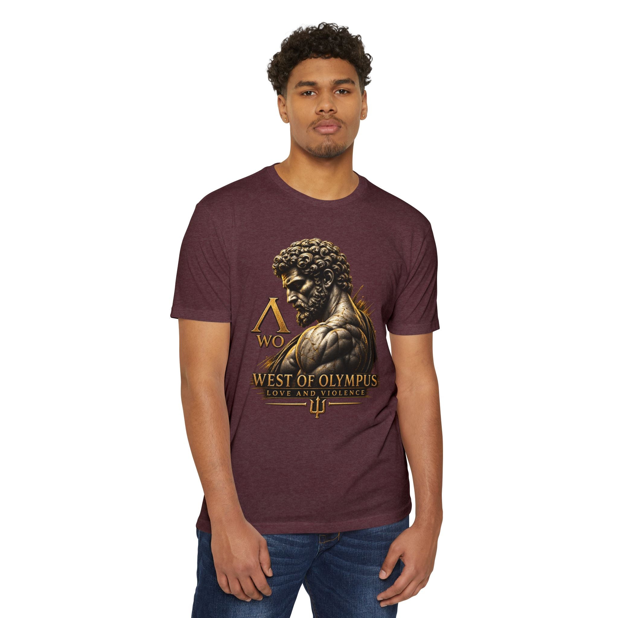 West of Olympus T-Shirt — Mythic Warrior Trident Design