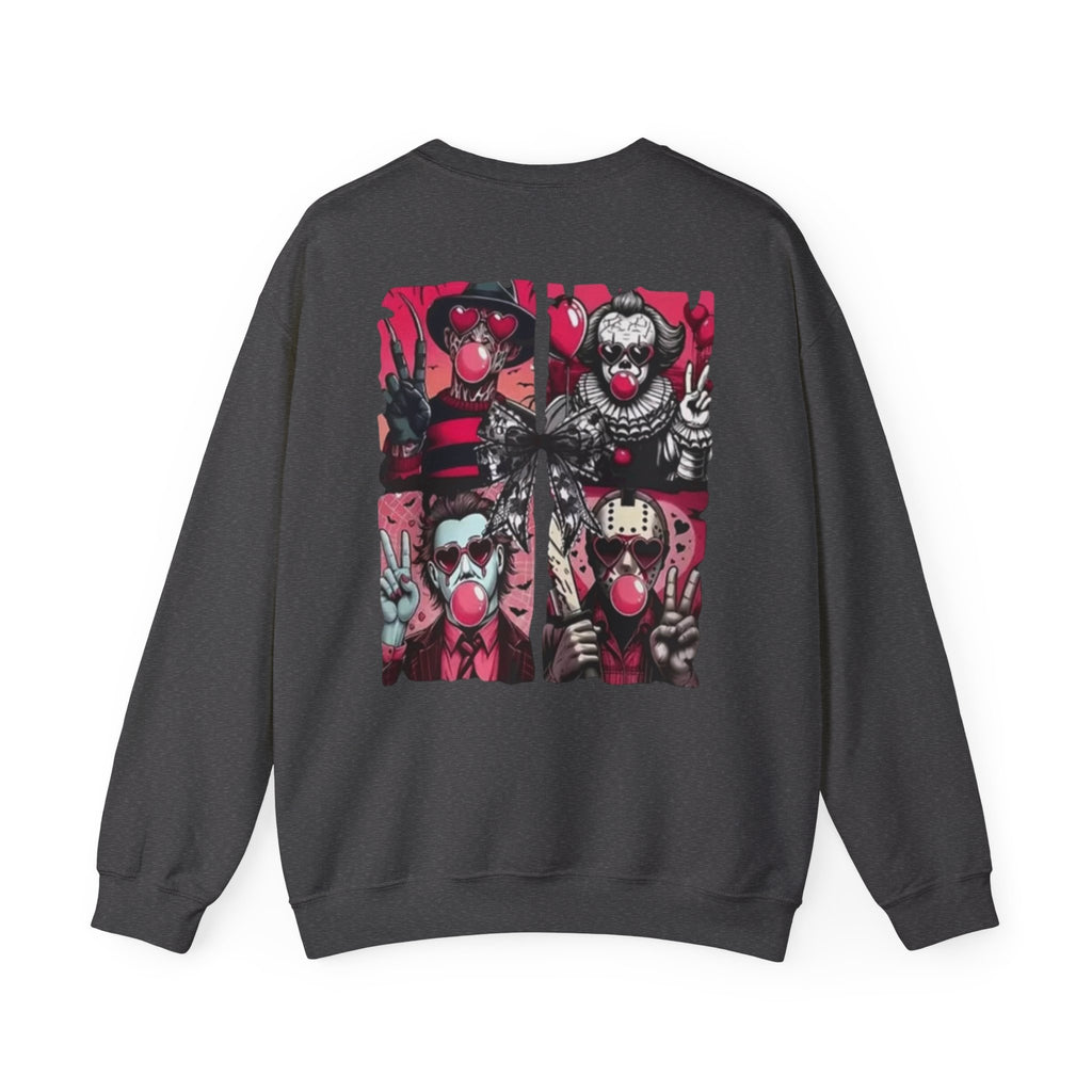 Clown Riot Crewneck Sweatshirt – Pink Horror Patchwork Graphic