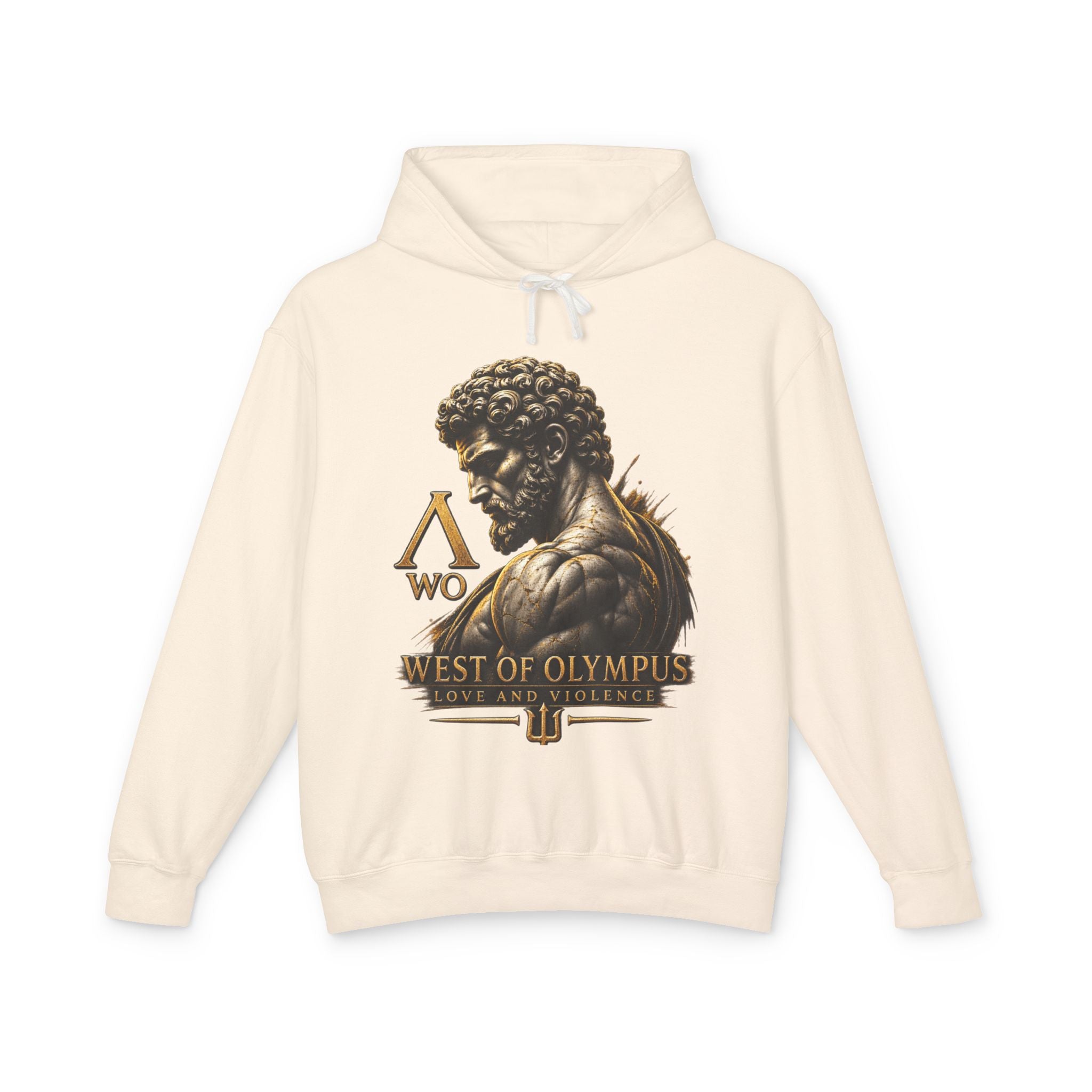 West of Olympus Hoodie — Greek Mythology God Statue Graphic Hoodie