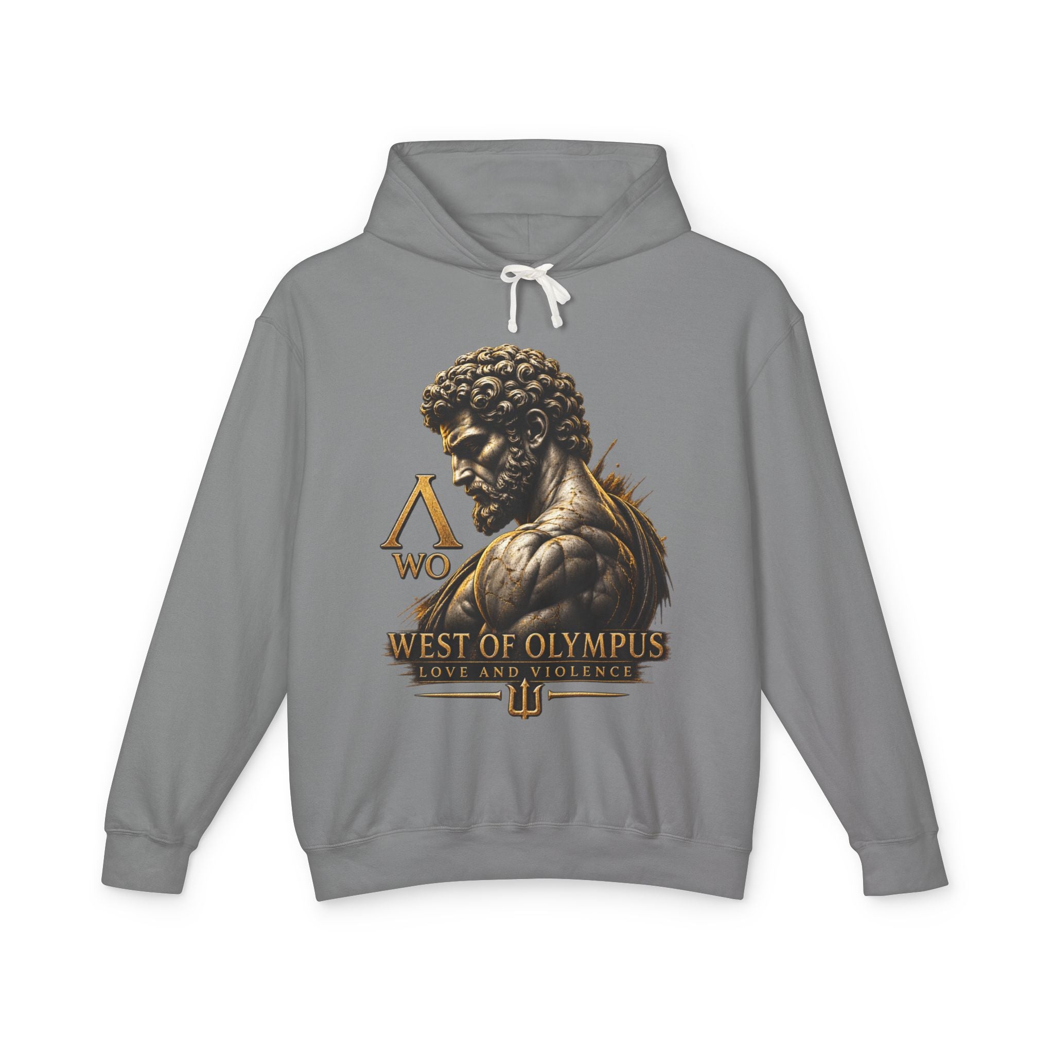 West of Olympus Hoodie — Greek Mythology God Statue Graphic Hoodie