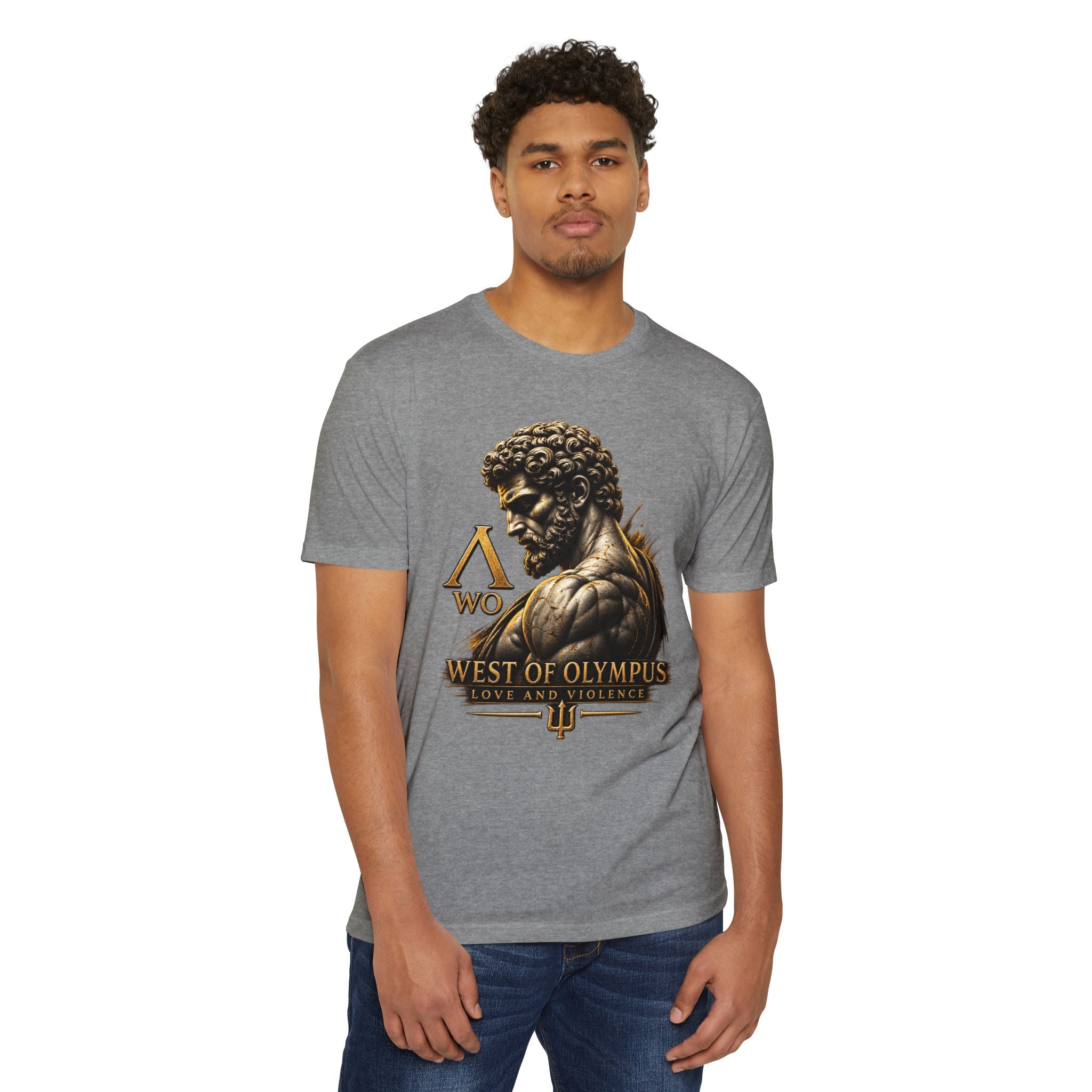 West of Olympus T-Shirt — Mythic Warrior Trident Design