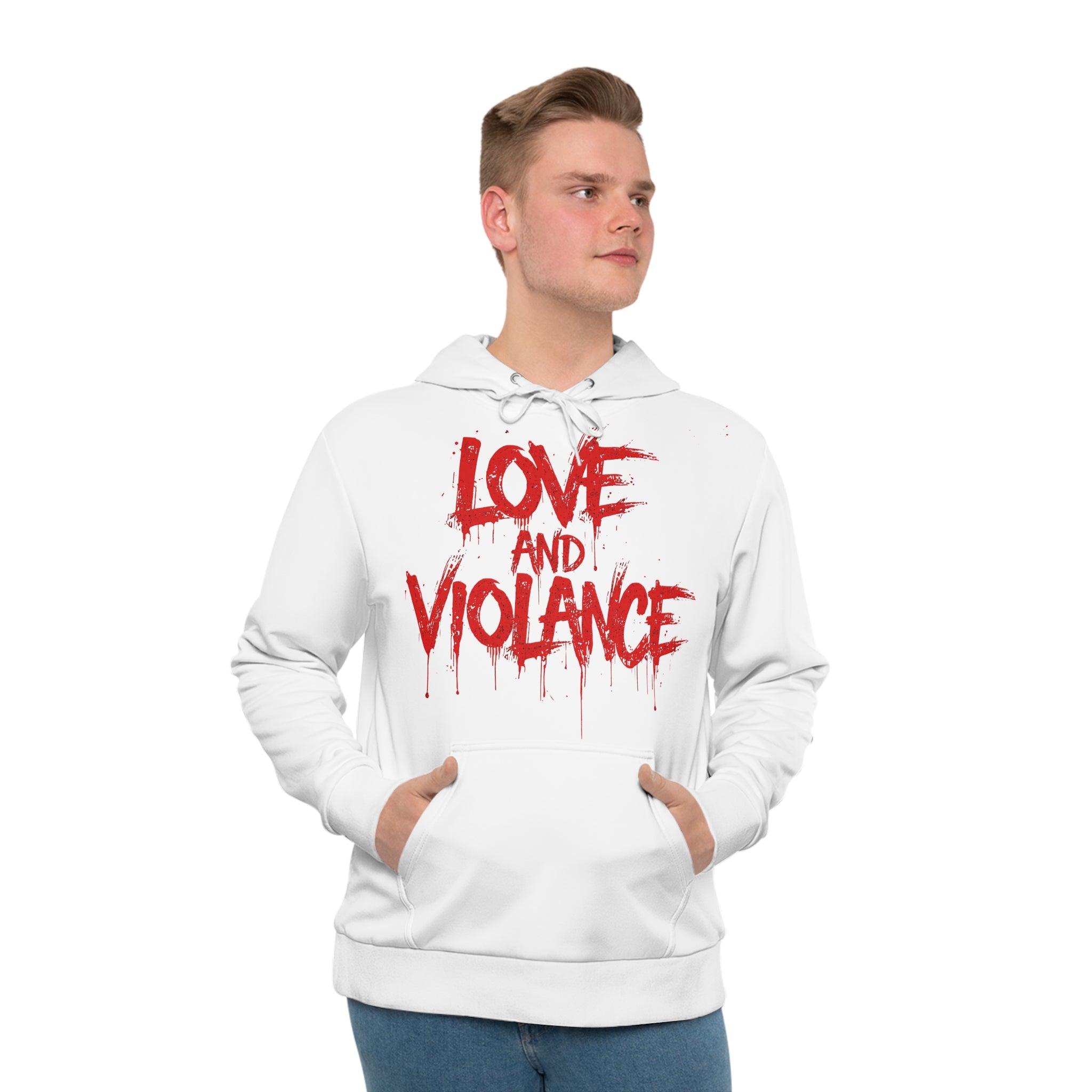 Love and Violence Hoodie — Distressed Red Graffiti Pullover