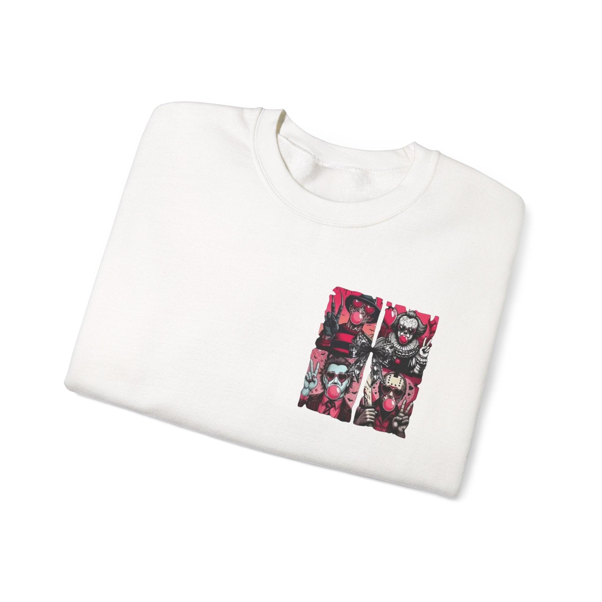 Clown Riot Crewneck Sweatshirt – Pink Horror Patchwork Graphic