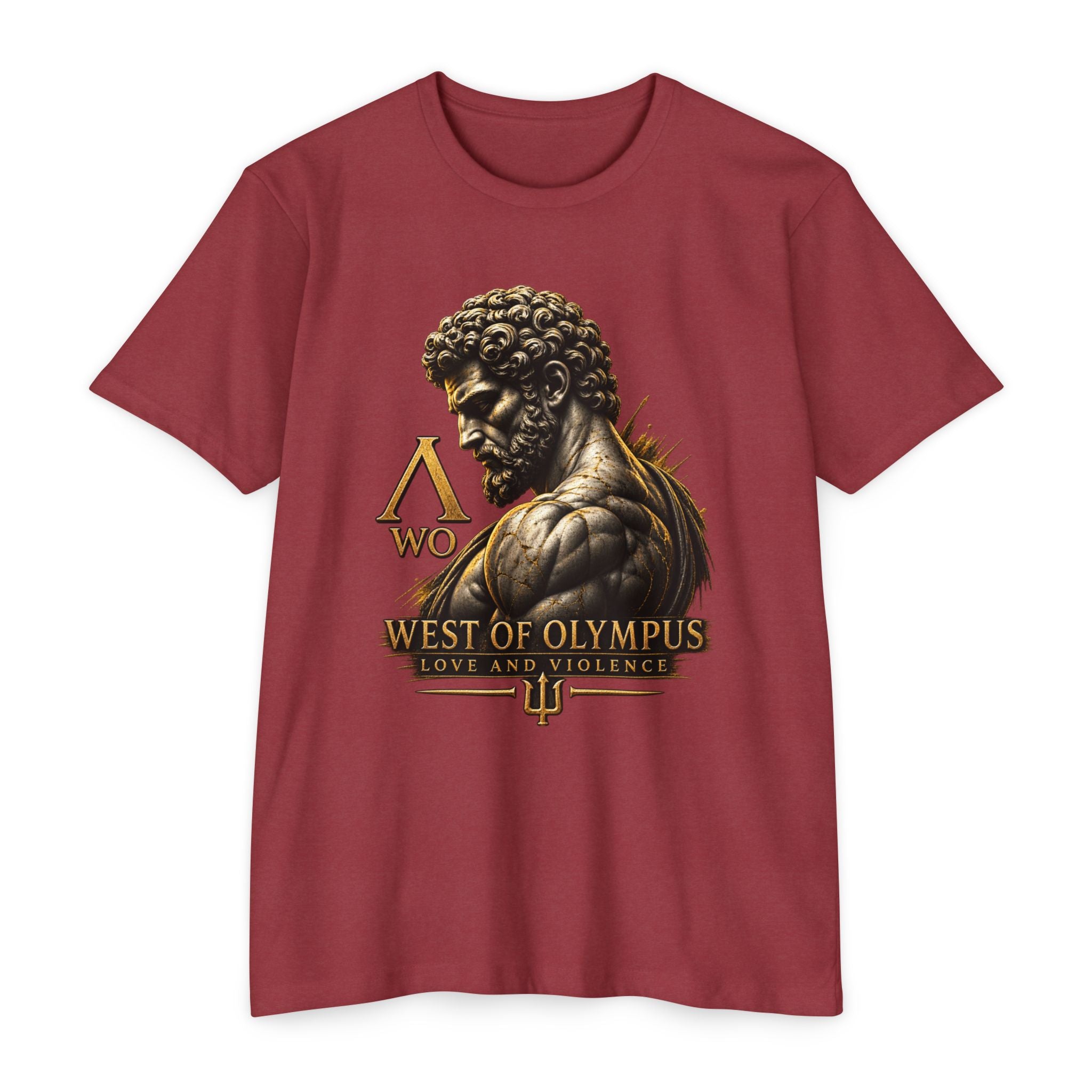 West of Olympus T-Shirt — Mythic Warrior Trident Design