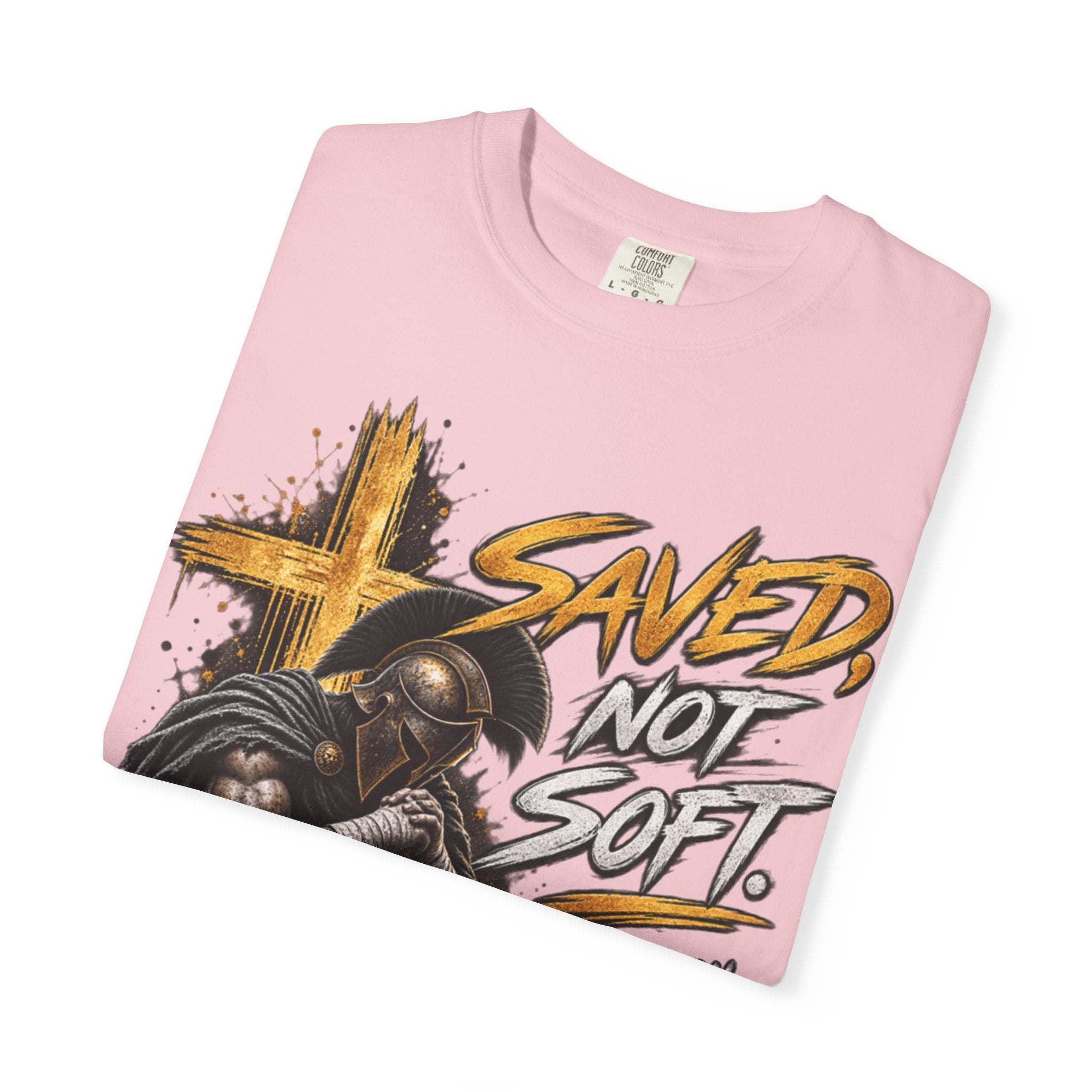 Christian Knight T-Shirt — "Saved Not Soft" Inspirational Faith Graphic Tee