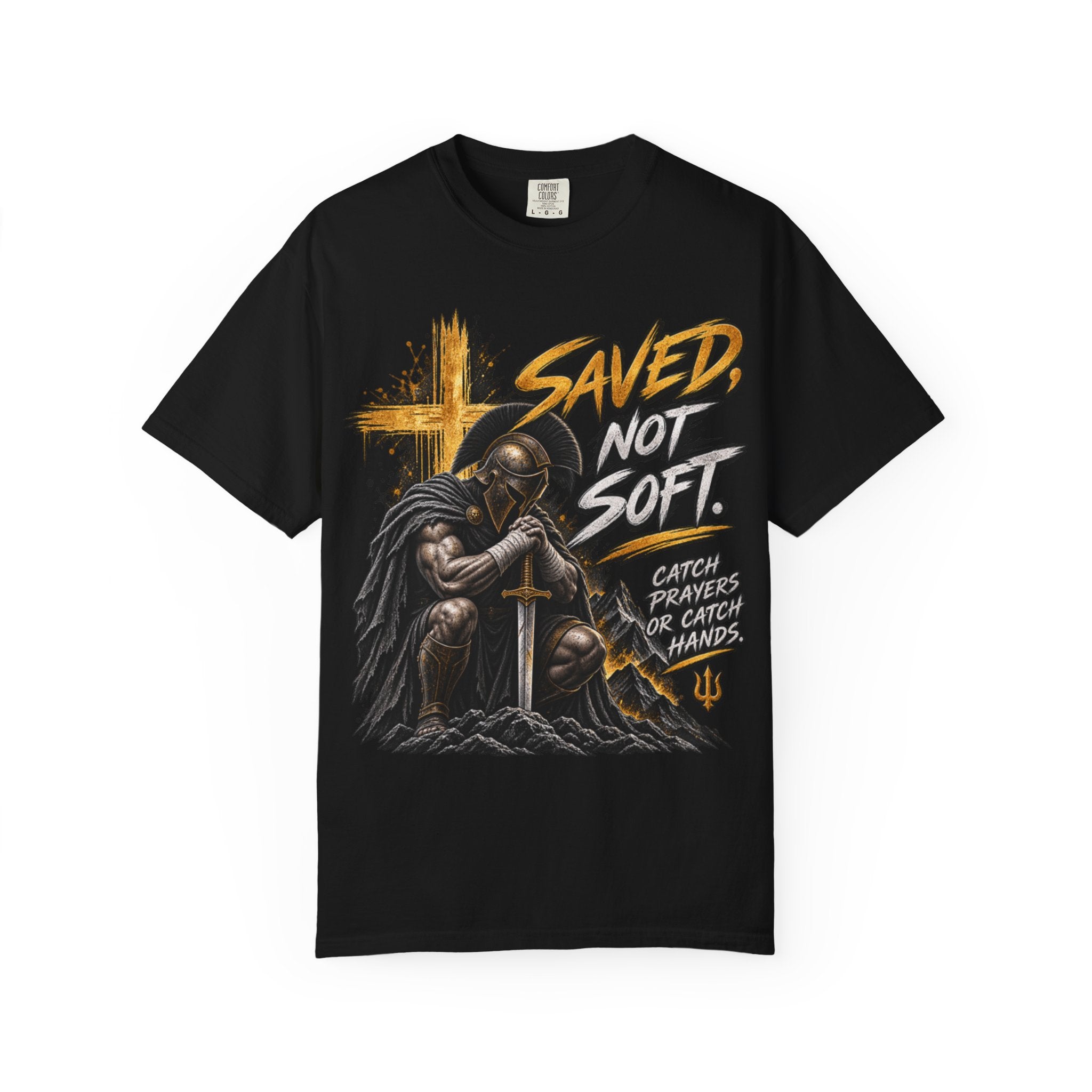 Christian Knight T-Shirt — "Saved Not Soft" Inspirational Faith Graphic Tee