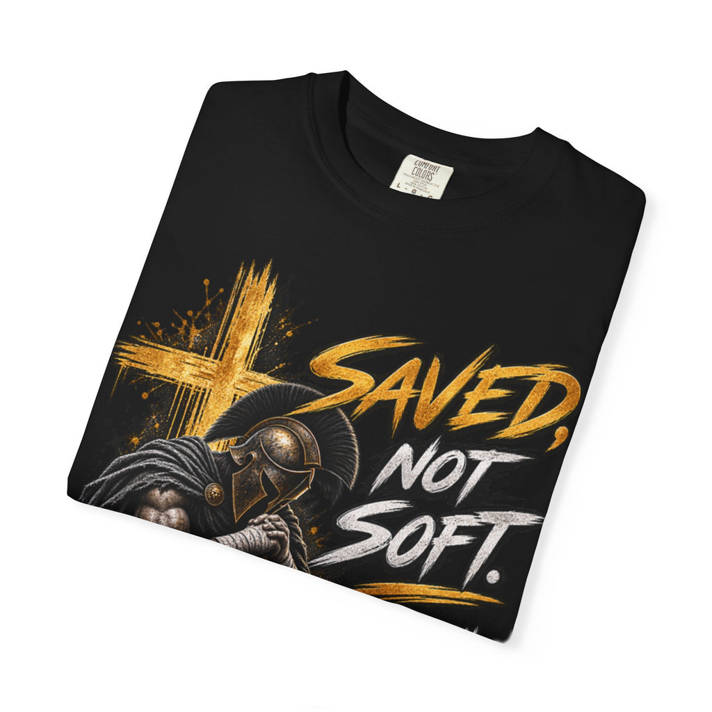 Christian Knight T-Shirt — "Saved Not Soft" Inspirational Faith Graphic Tee