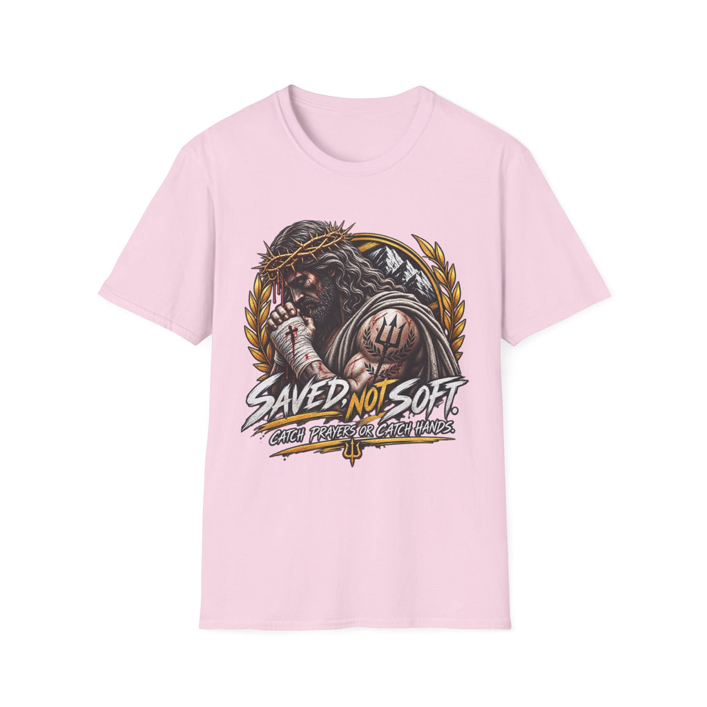 Saved Not Soft T-Shirt — Christian Jesus Crown of Thorns Faith Tee